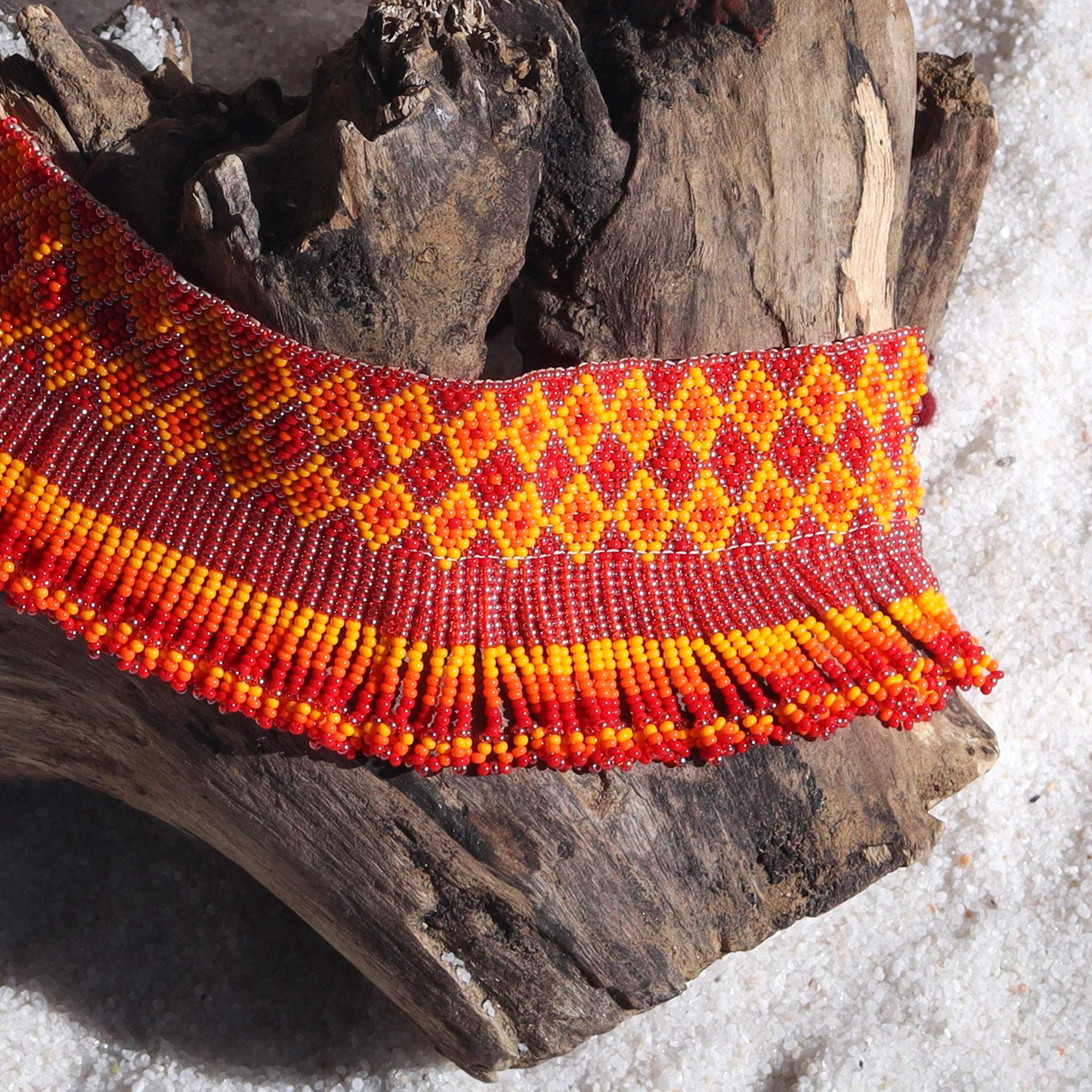 Kutch Bead work Neck piece - Red,Yellow & Orange