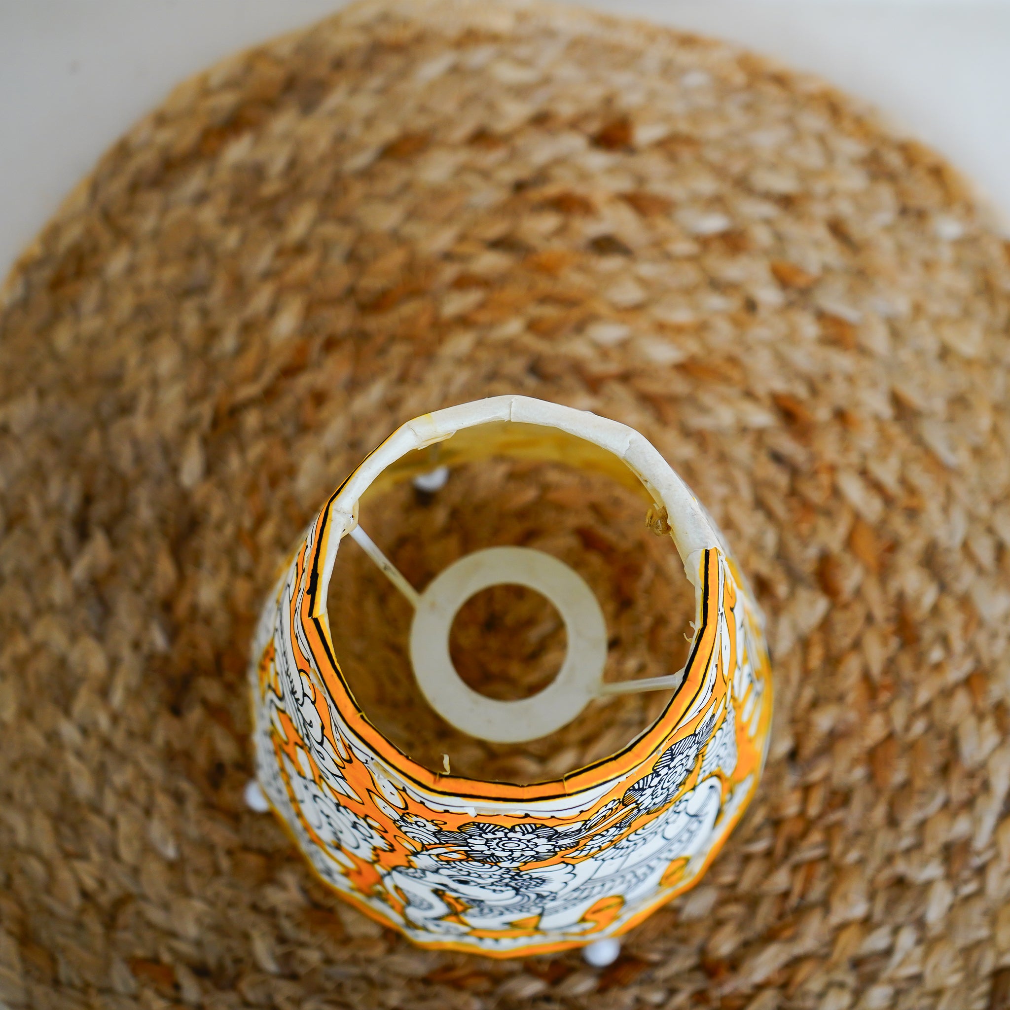 Elegant Andhra Leather Table Lamp Mughal Art Yellow Base for Timeless Decor-5 Inch