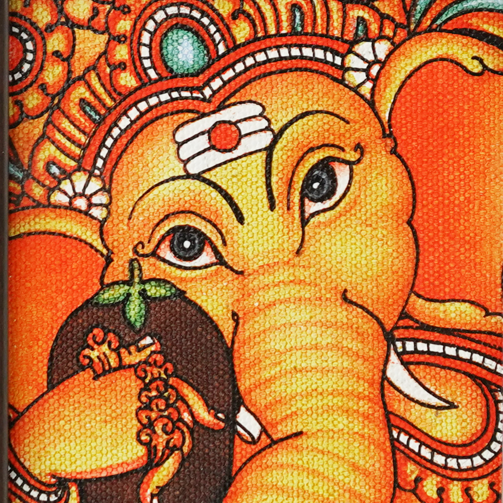 Handcrafted Ganesha with Shivalinga Framed Mural Painting | Divine Wooden Tabletop(Length:9"xBreadth:11") mural painting wall art by Culturati