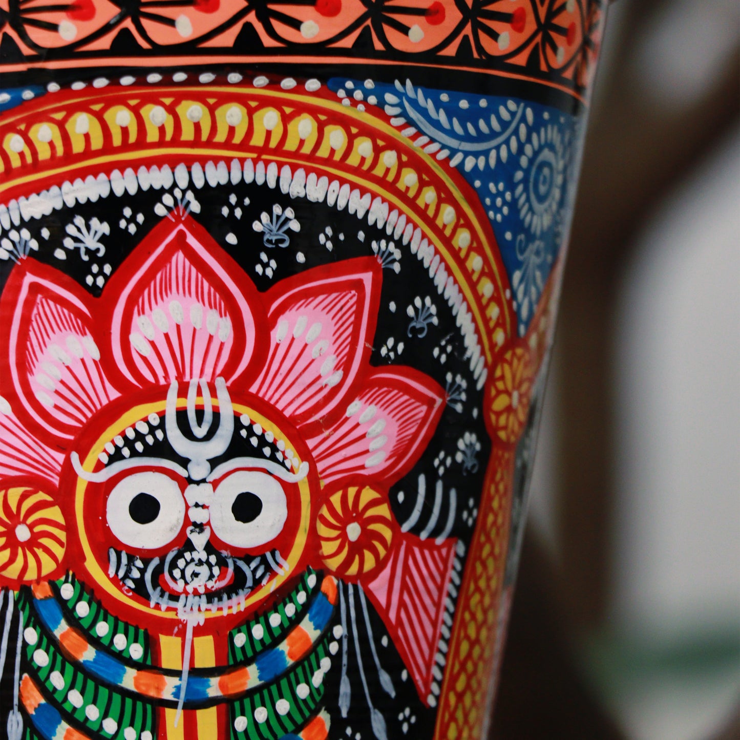 Handpainted Pattachitra Bucket: Colorful Charm 