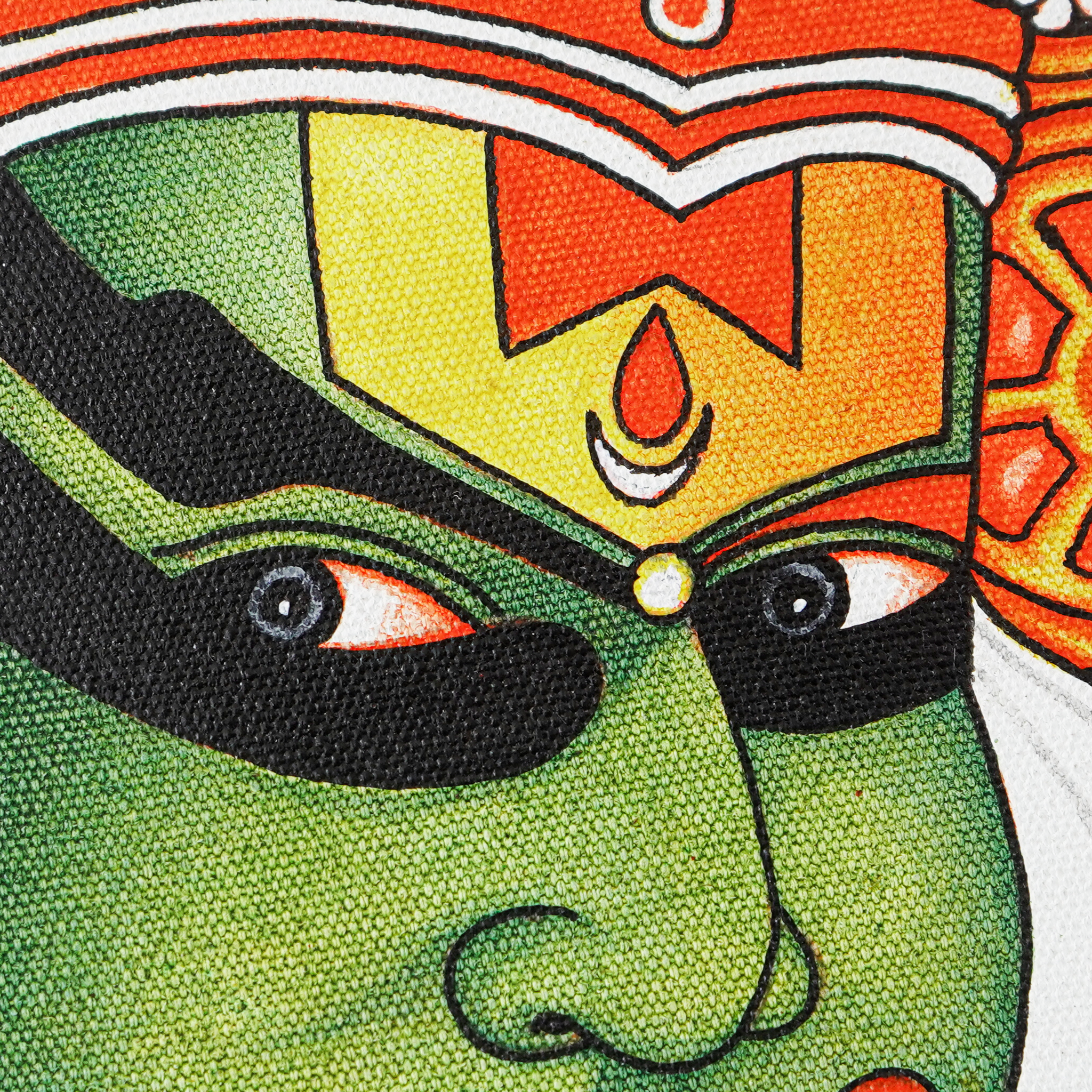 Kerala Mural Art Masterpiece: Vibrant Kathakali Face Round Frame  (Dia - 12 inches) mural painting wall art by Culturati