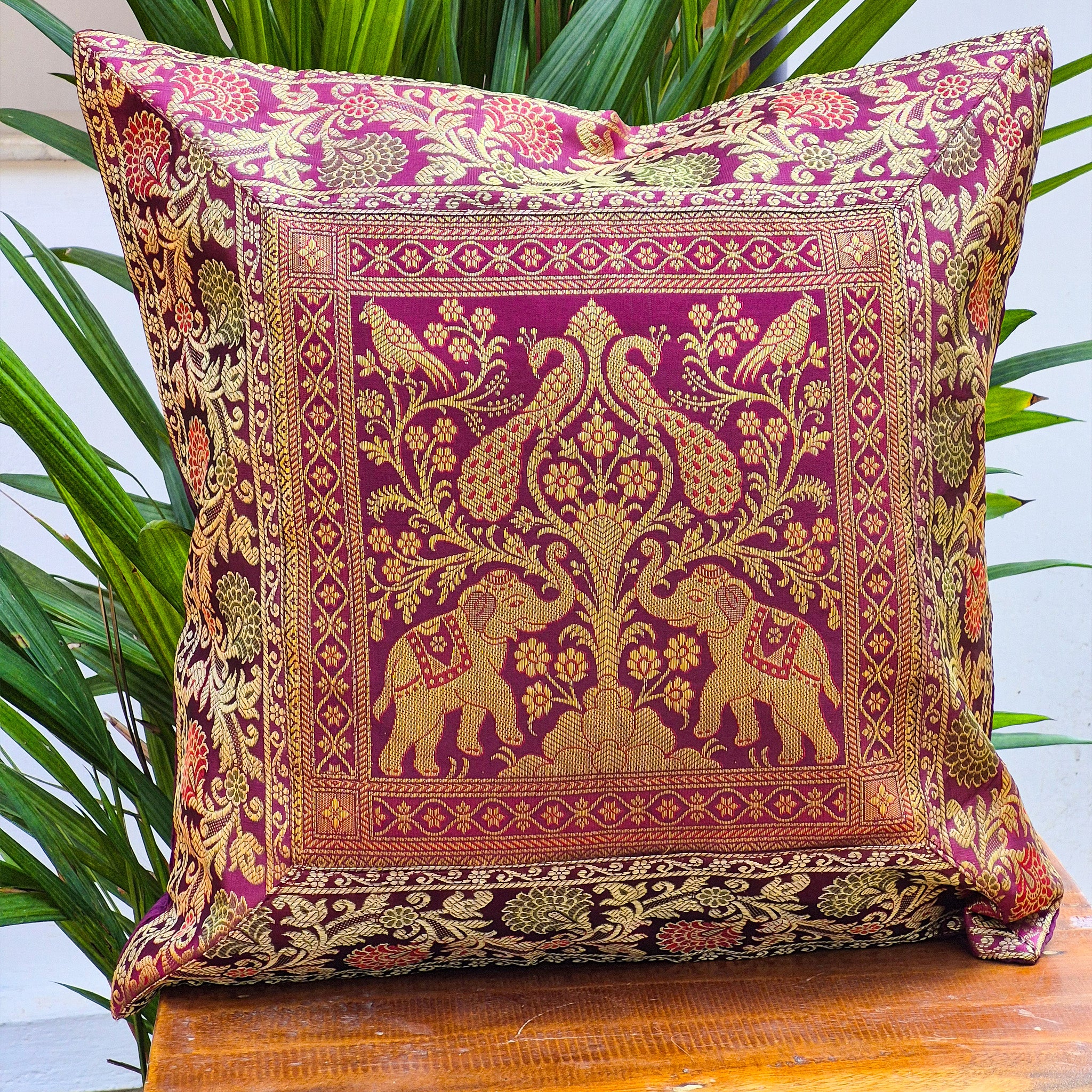 Banarasi Patchwork Pillow Covers with zari Work