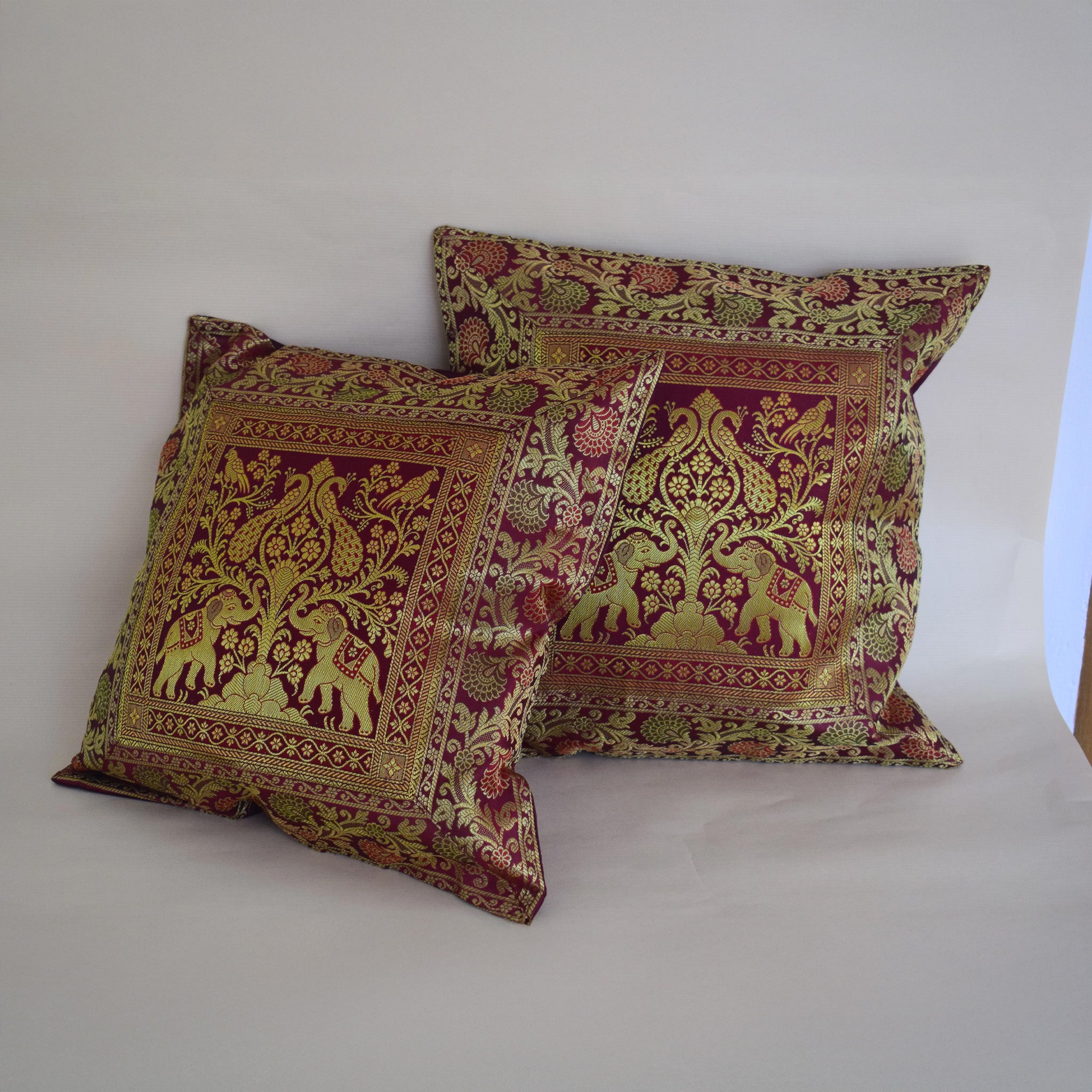 Banarasi Patchwork Pillow Covers with zari Work