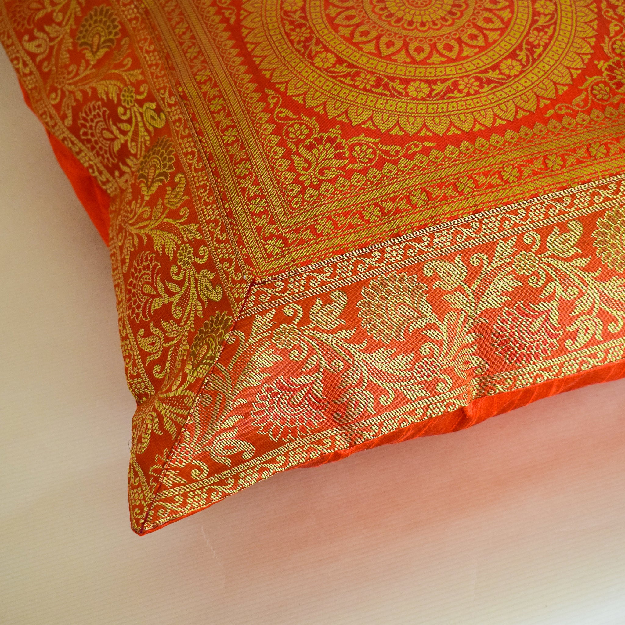 Banarasi Bloom Mandala Patchwork Pillow Covers (Set of 2)