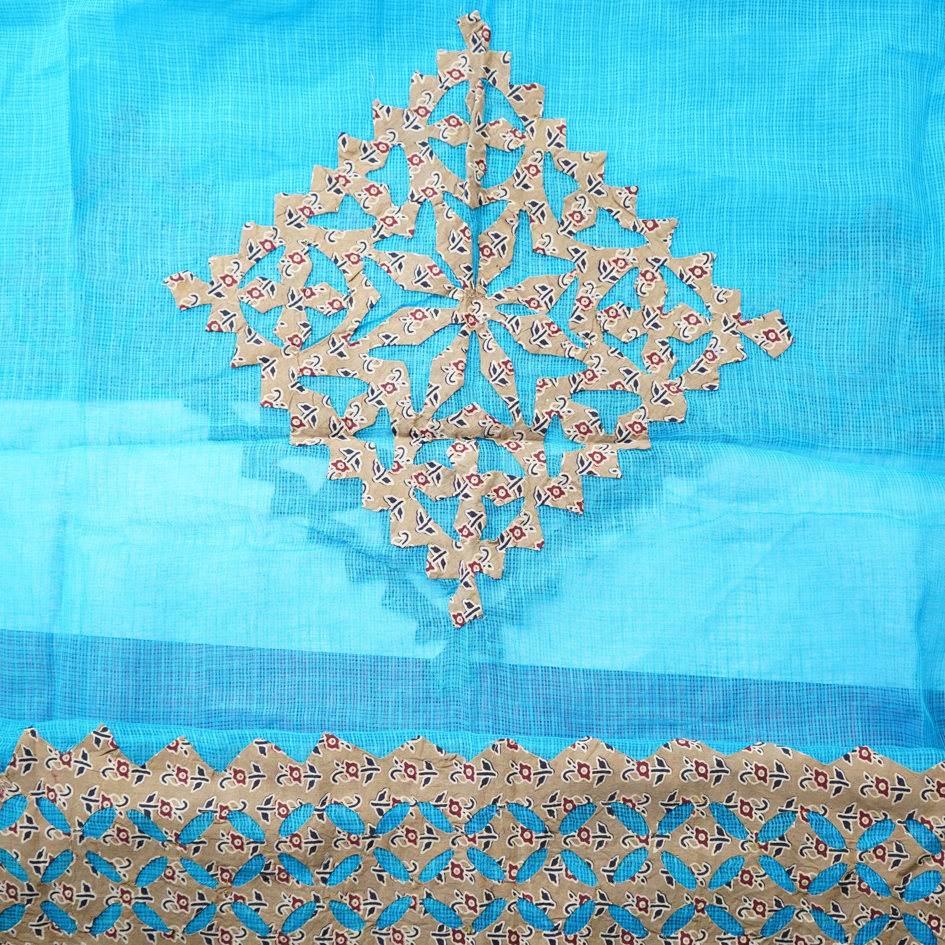 Shop Sky Blue & Cream Applique Kotadoria Dupatta Online