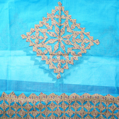 Shop Sky Blue & Cream Applique Kotadoria Dupatta Online