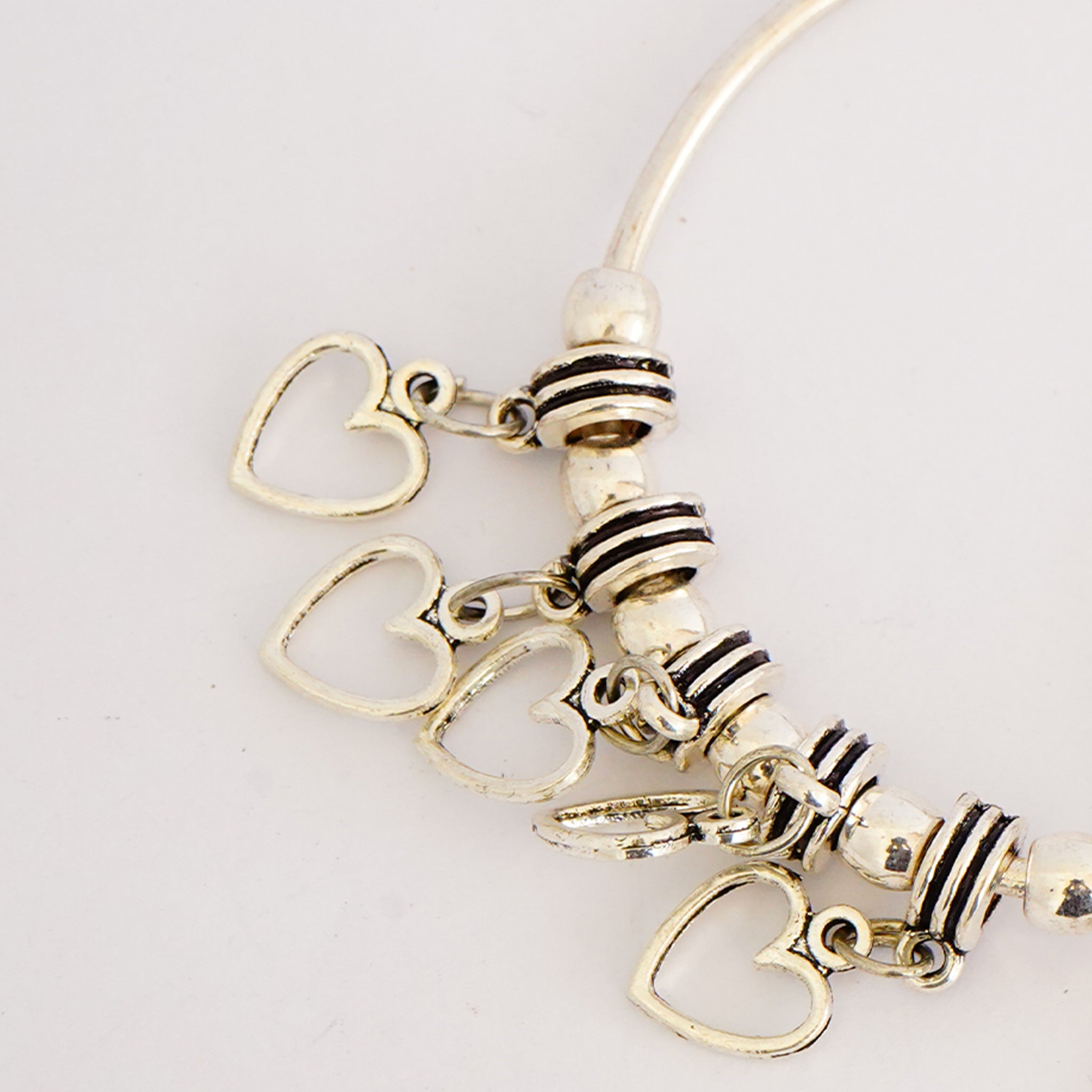 Oxidized German Silver Bangles with Dangling Heart(Set of 2)