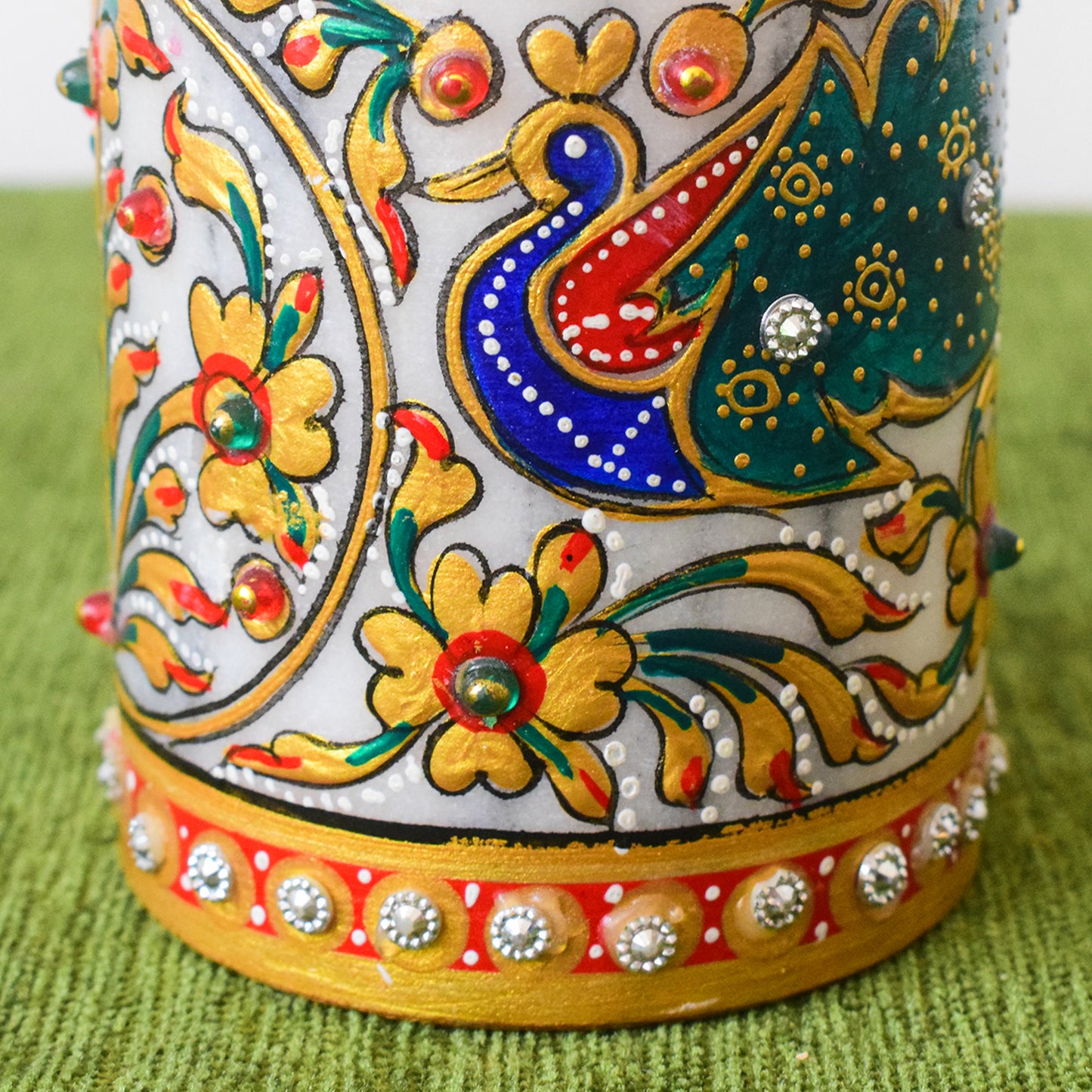 Kishangarh Marble Glass with Intricate Hand-Carved Designs