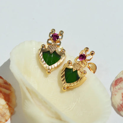 Green Leaf-shaped Palakka Earrings