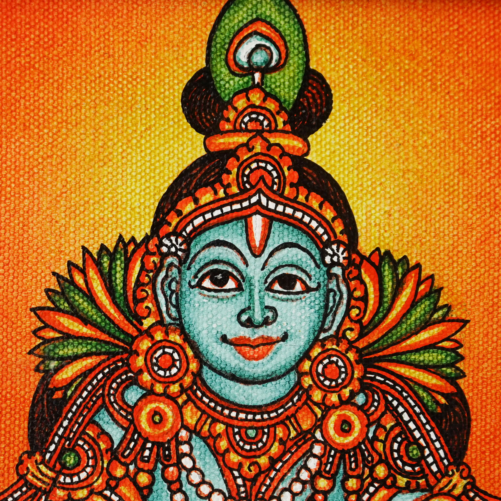 Handcrafted Little Krishna Mural Painting | Baby Krishna Tabletop Decor(Length:9"xBreadth:11") mural painting wall art by Culturati