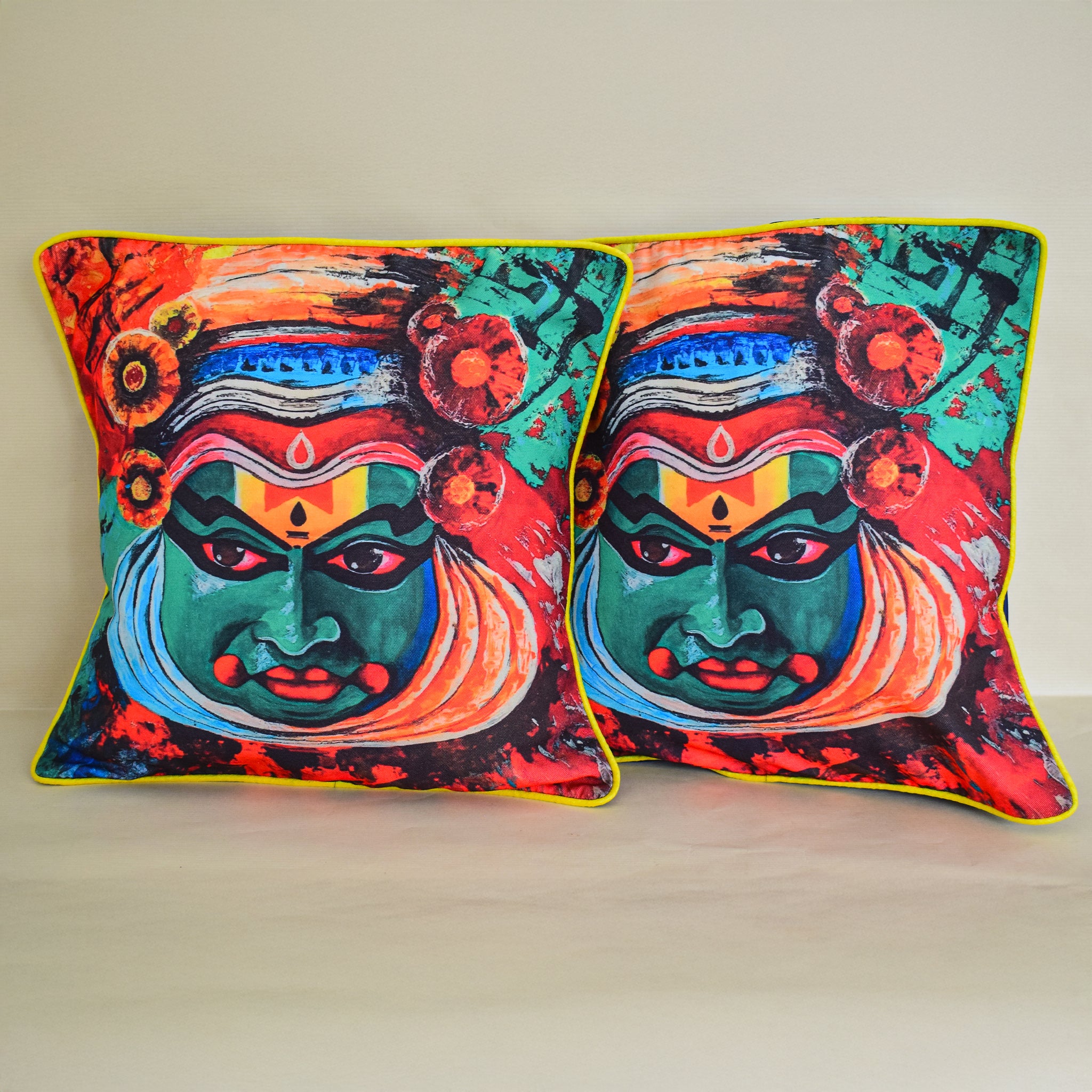 Kathakali Face Cushion Cover