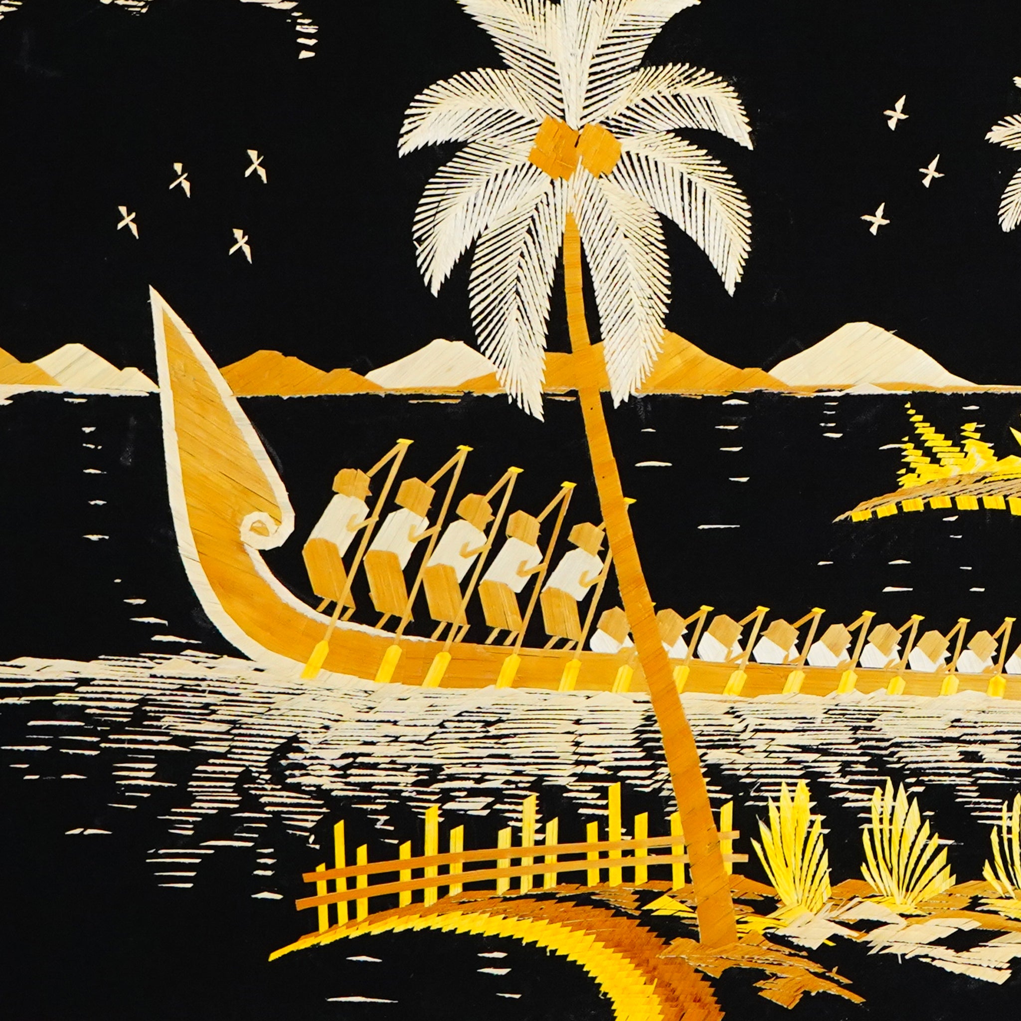 Traditional Kerala Straw Art  Lakeside Elegance with Vallam [Length - 13.5" Width - 19.5"]