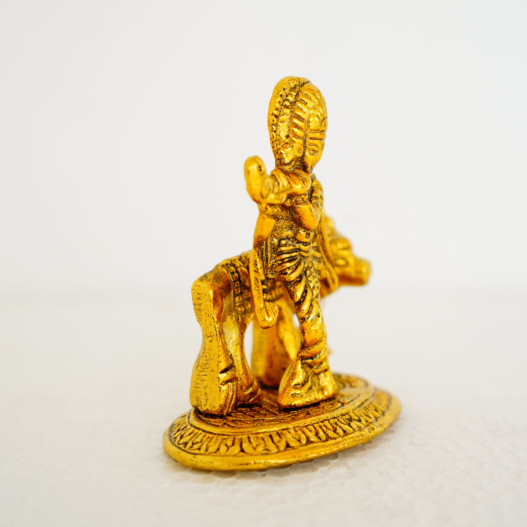 Krishna with Calf Miniature Idol Flute Playing Gillet Metal Statue