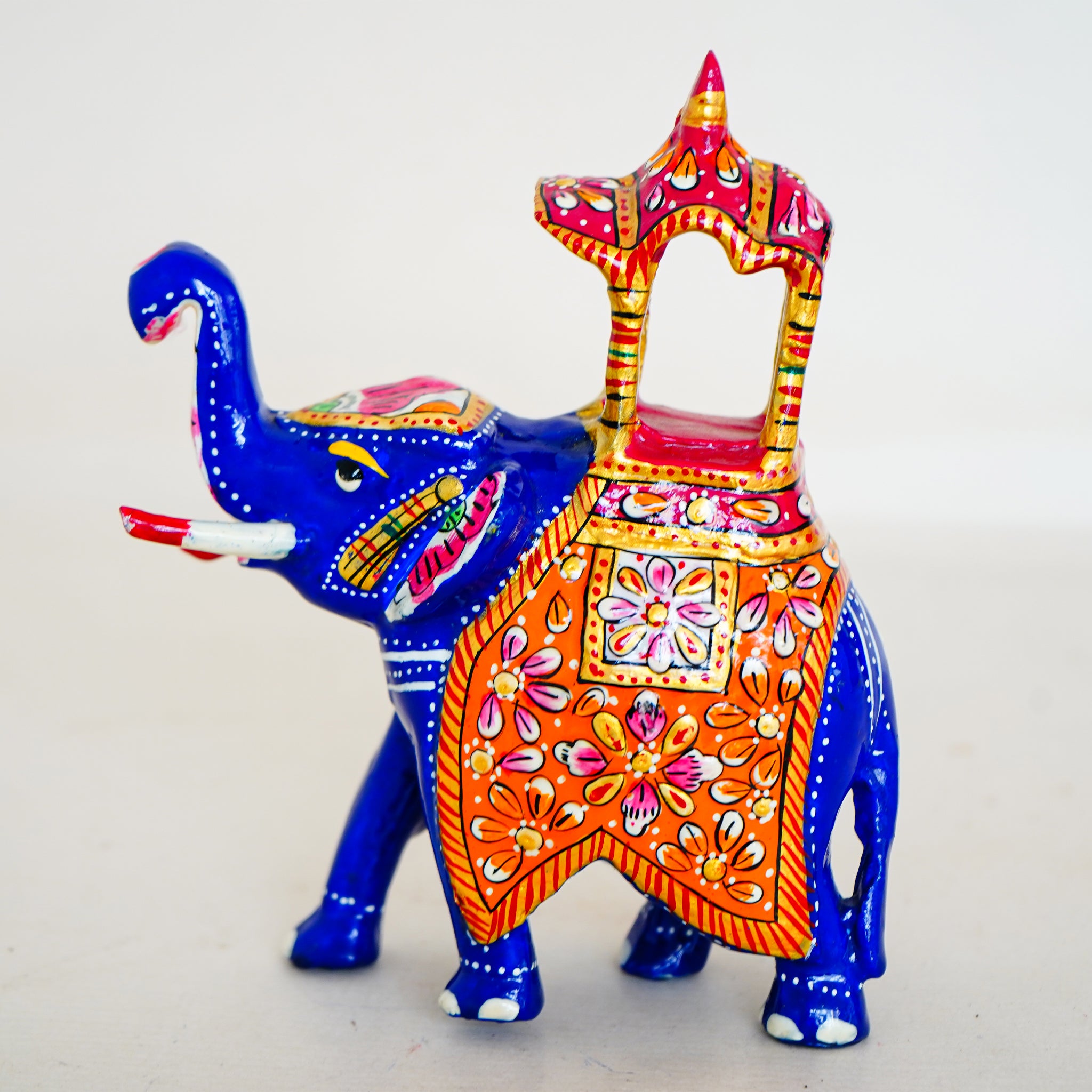 Handcrafted Meenakari Blue Elephant With Howdah Seat