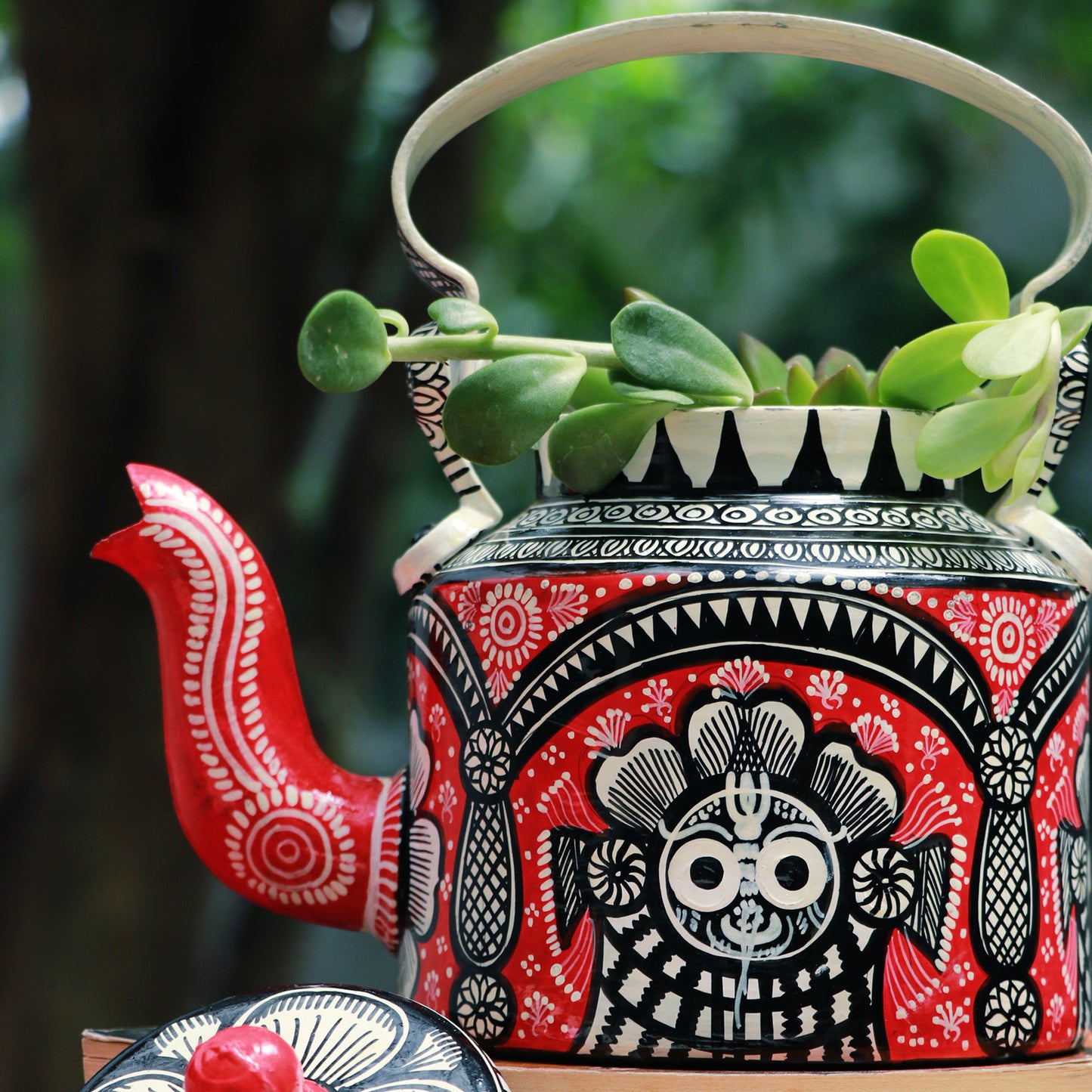 Handpainted Pattachitra Kettle - Traditional home decor