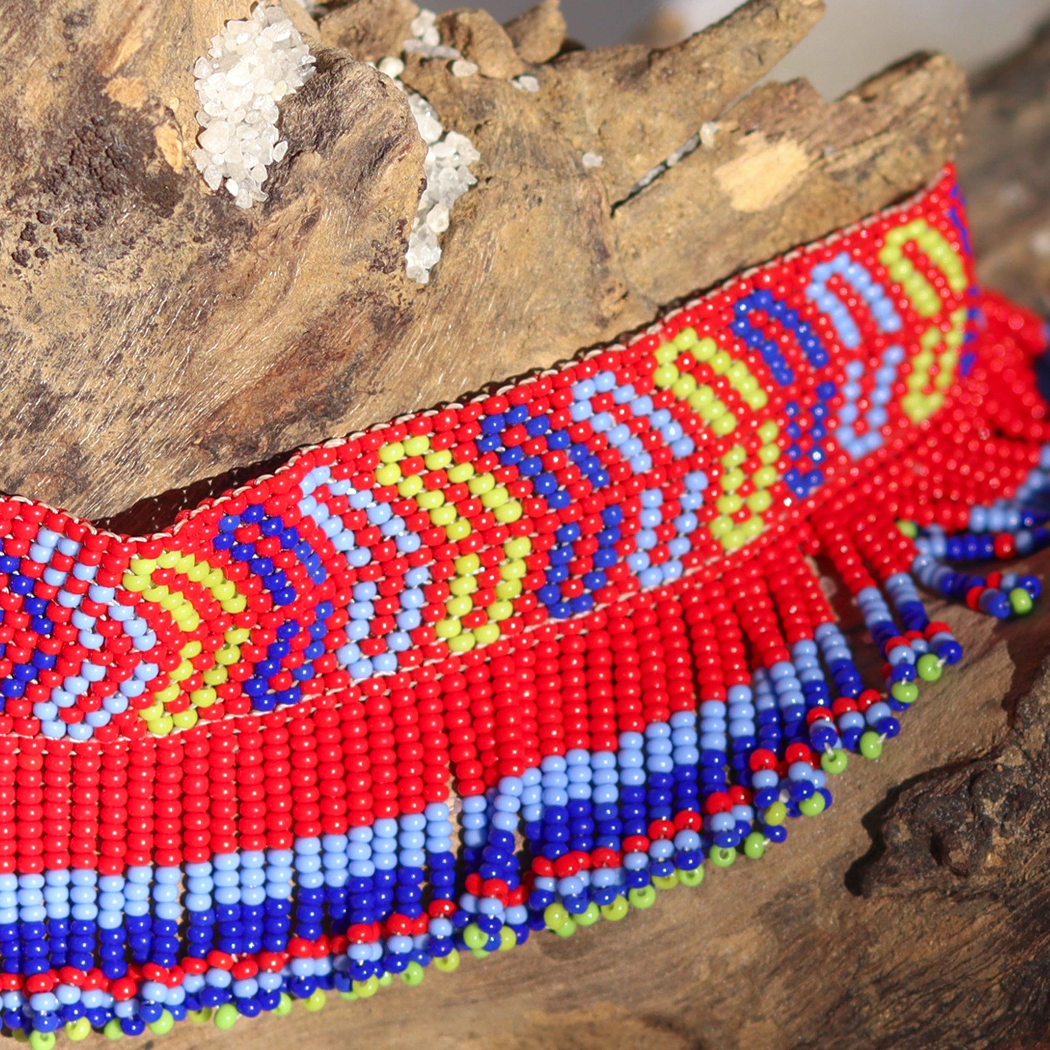 Kutch Bead work Neck piece - Red & Blue