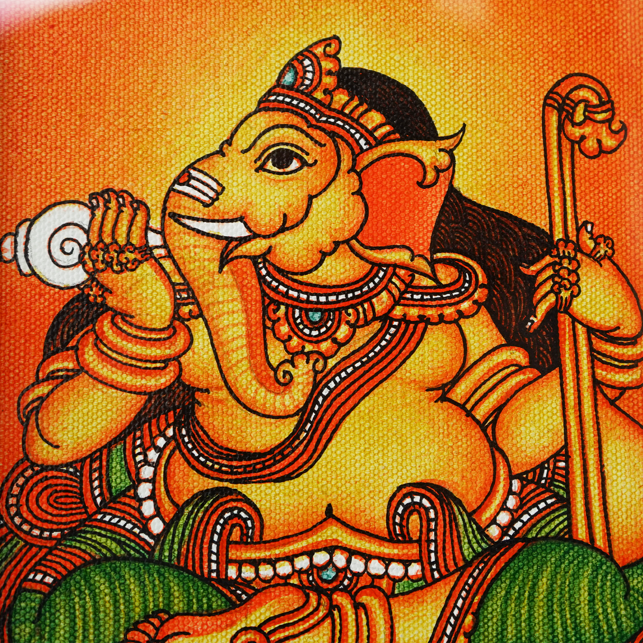 Handcrafted Royal Ganesha Mural Framed Painting | Tabletop & Wall Decor(Length:9"xBreadth:11") mural painting wall art by Culturati