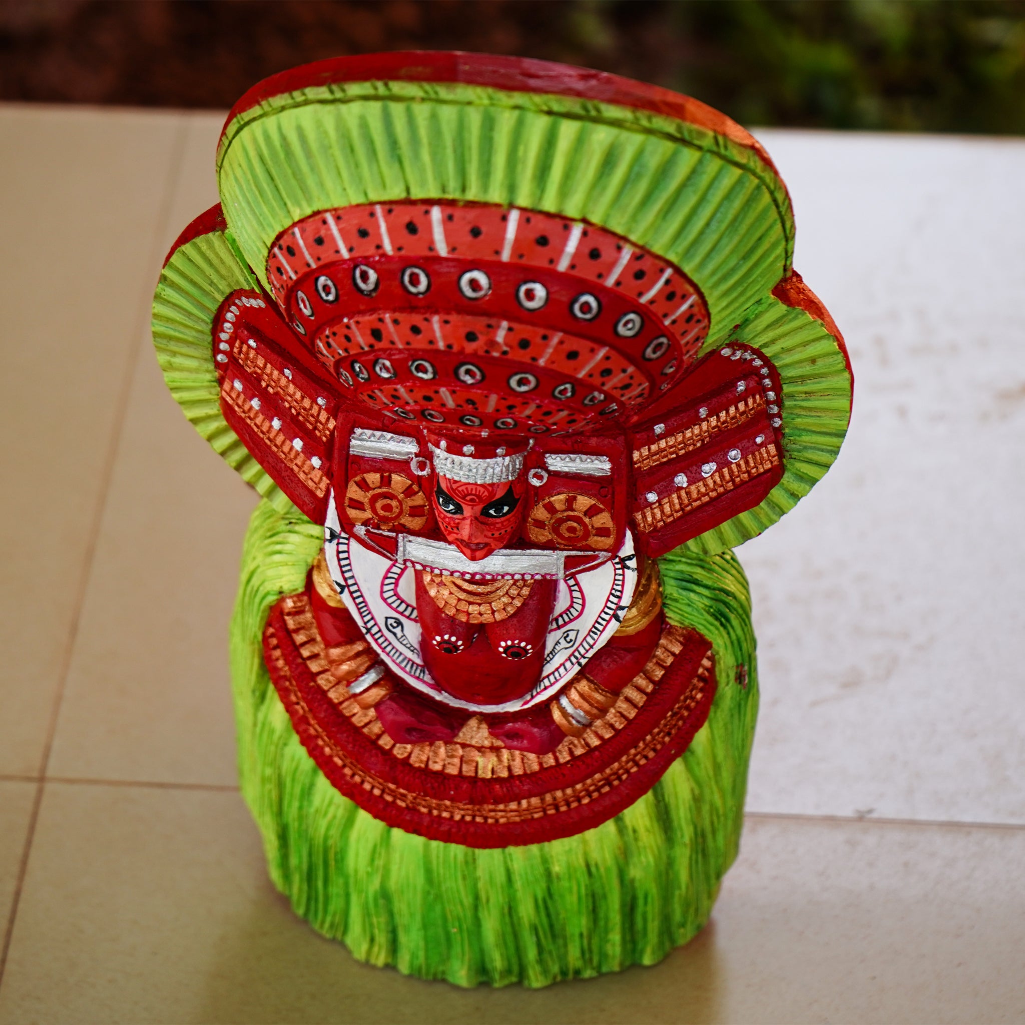 Handcrafted  Bhagavathi Theyyam Wooden Replica - Made to Order