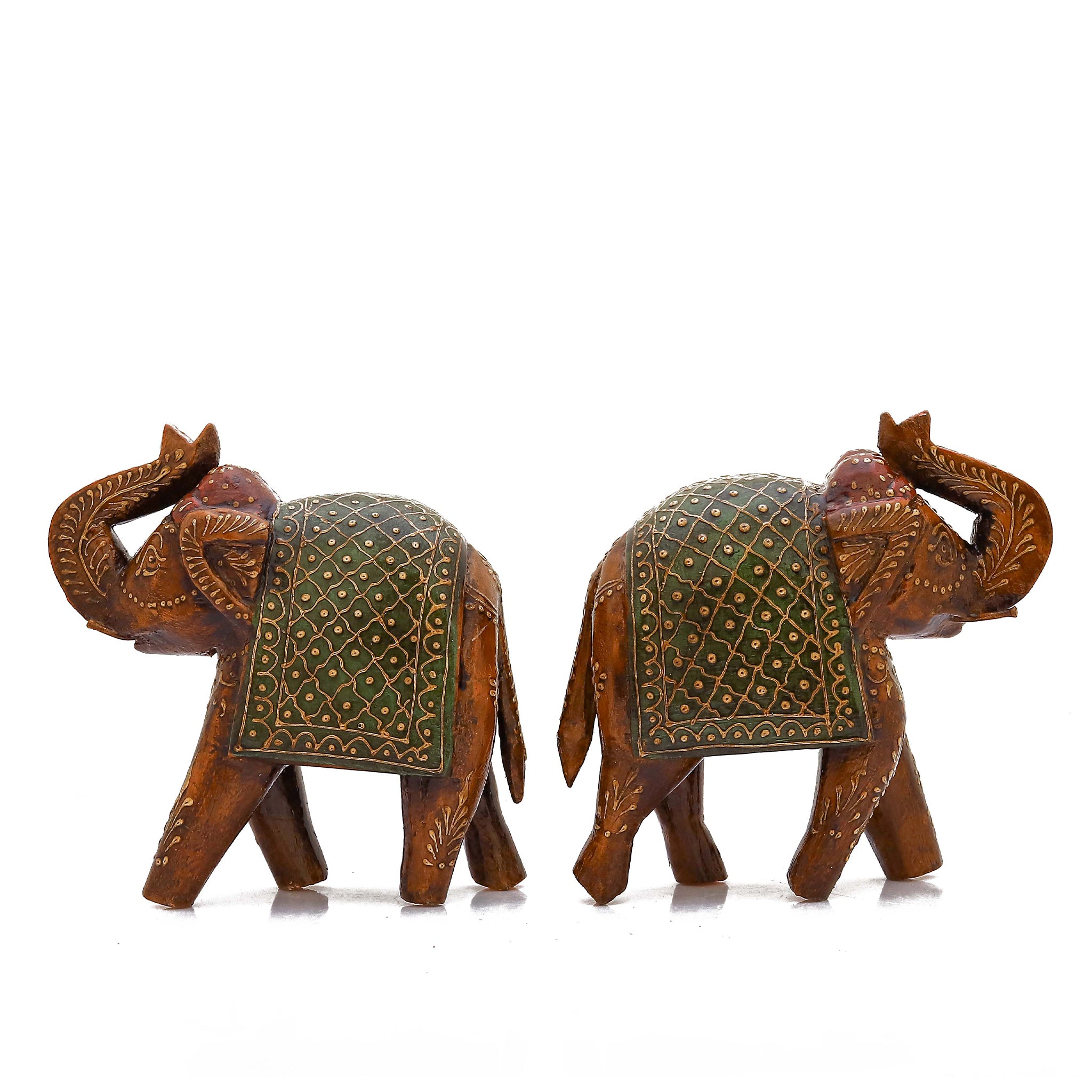 Handpainted Wooden Elephant Symbol Of Good Luck And Prosperity(Set of 2)