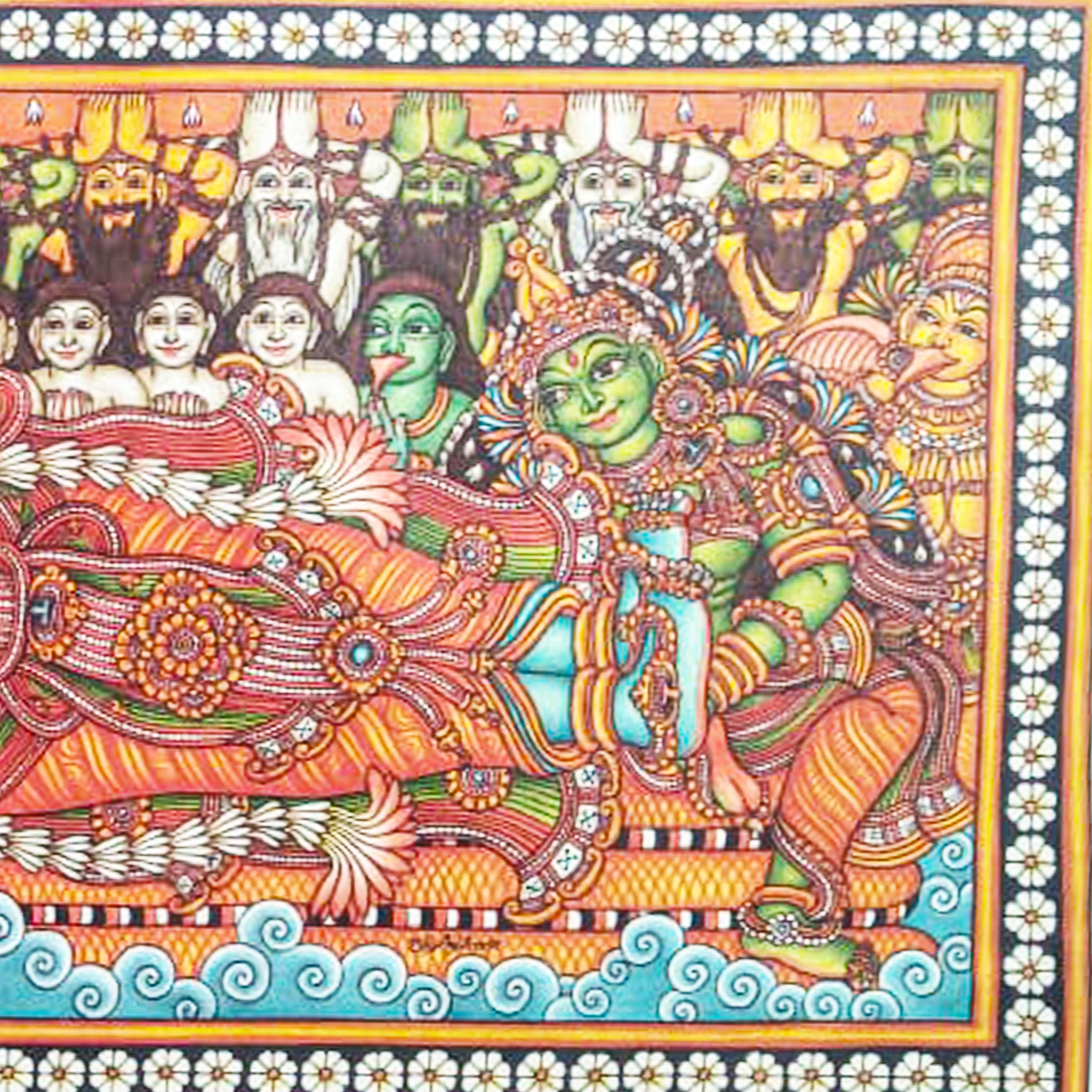 Ananthasayanam-Sree Padmanabha Kerala Mural Painting-Made to Order(48 in X 24 in)