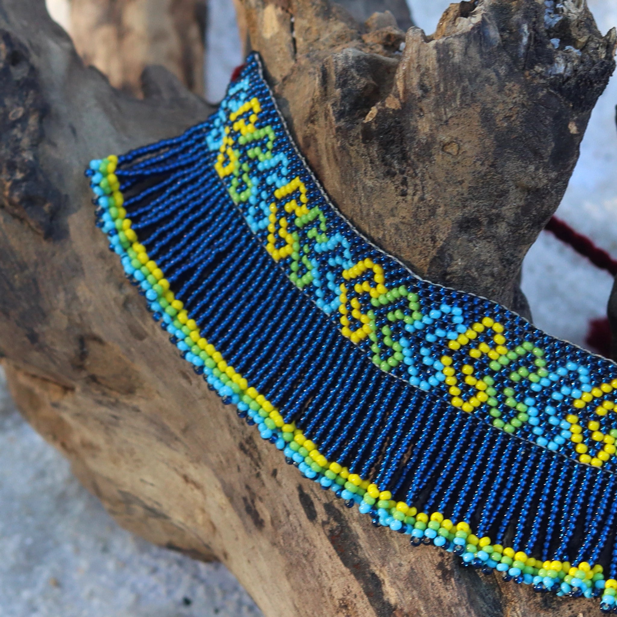 Kutch Bead work Neck piece - Dark & Light Blue