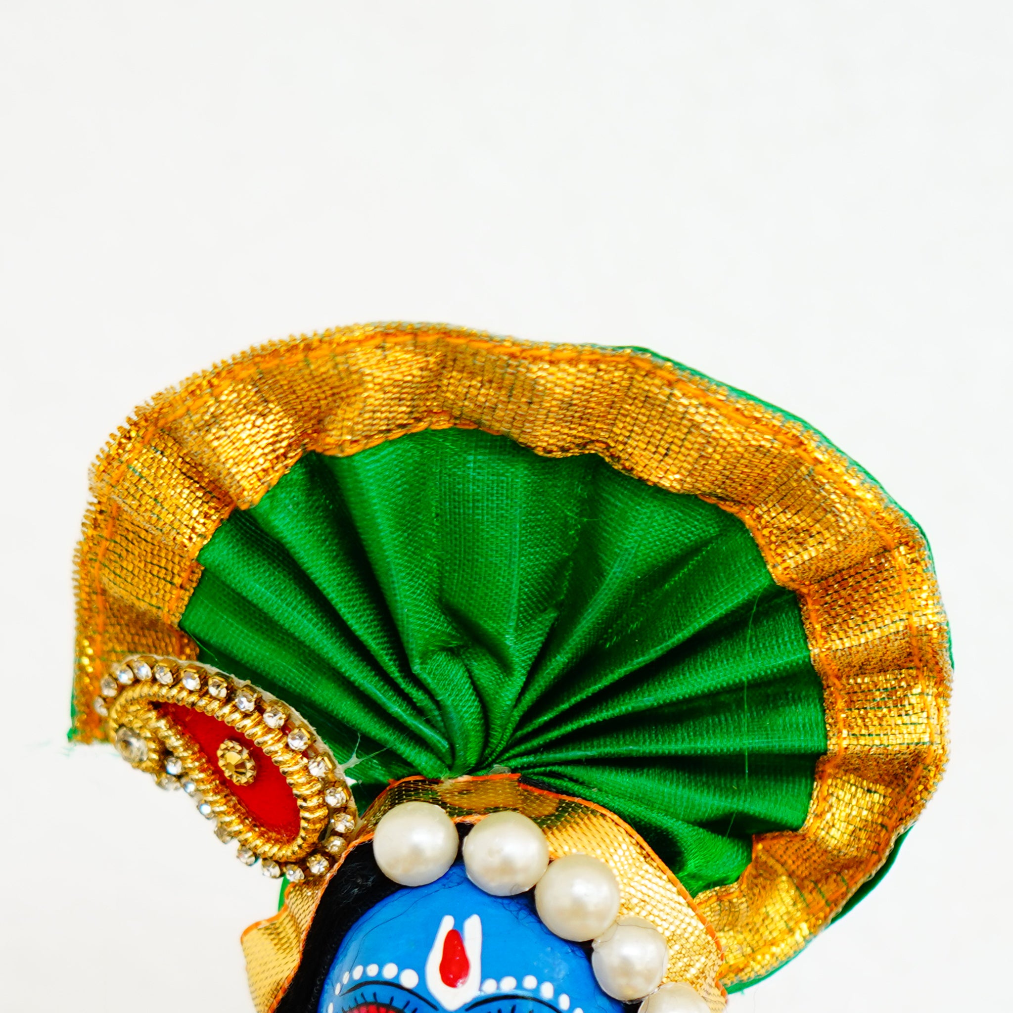 Handmade Fabric Doll Flute Enchanter Krishna in Bliss Green Crown