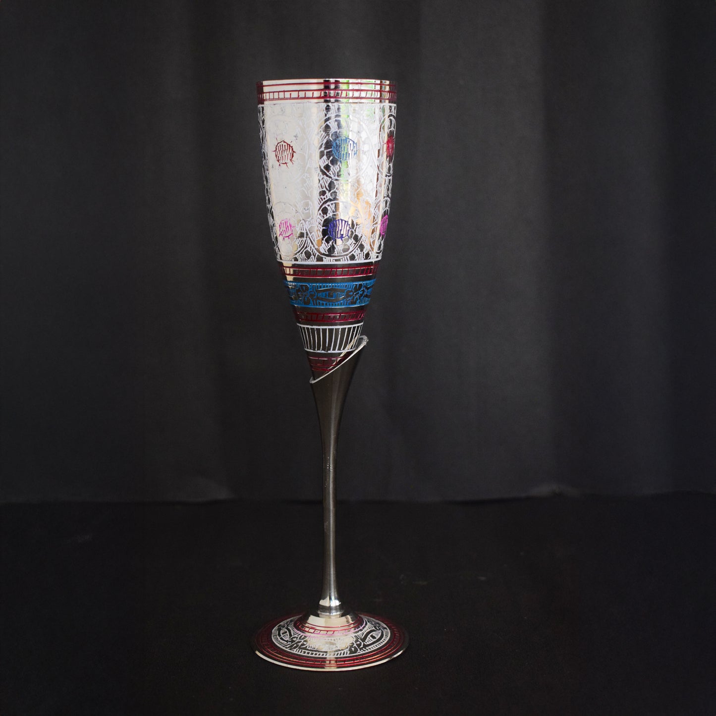 Brass Wine Glass with Handmade Floral Minakari Work-Set of Two