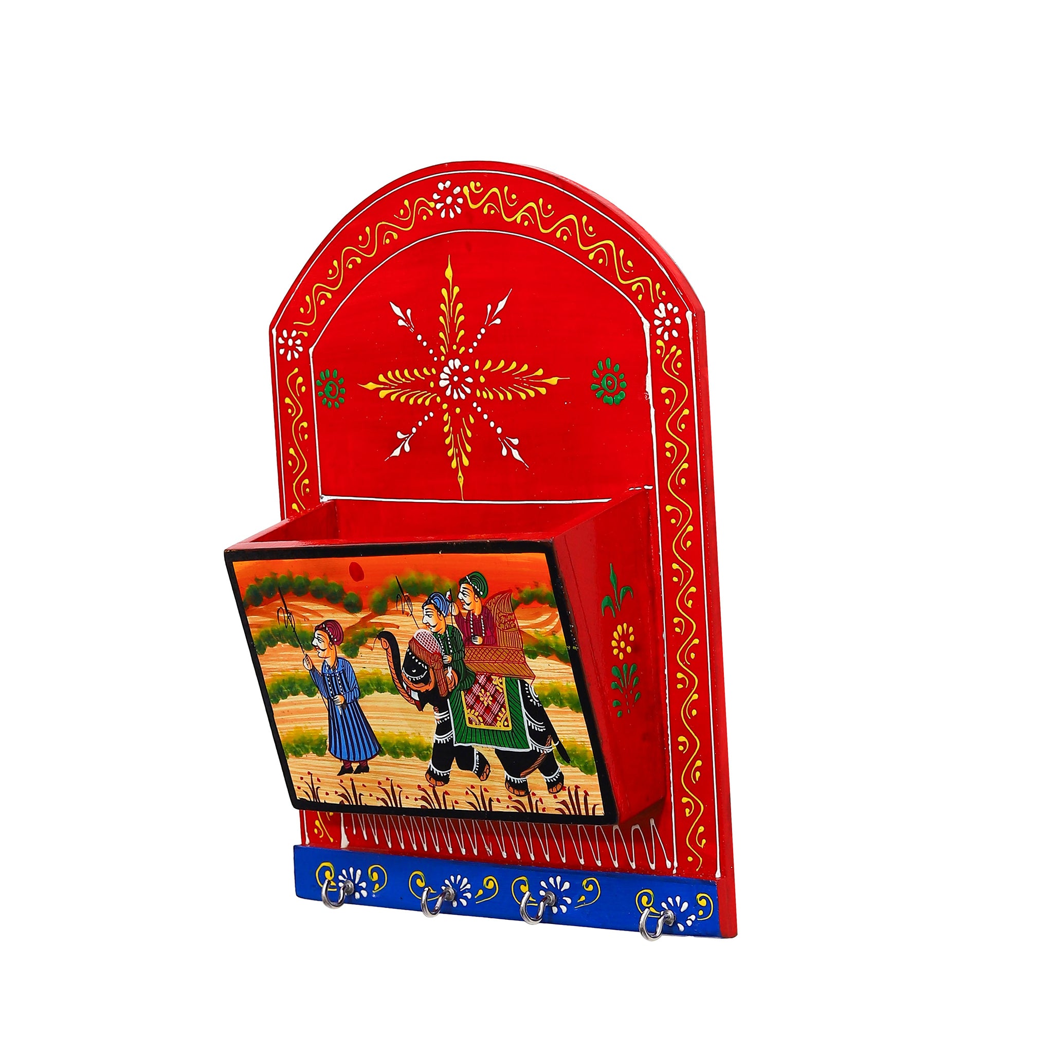 Hand Painted Wooden Magazine and Key Holder – Elegant and Functional Home Organizer