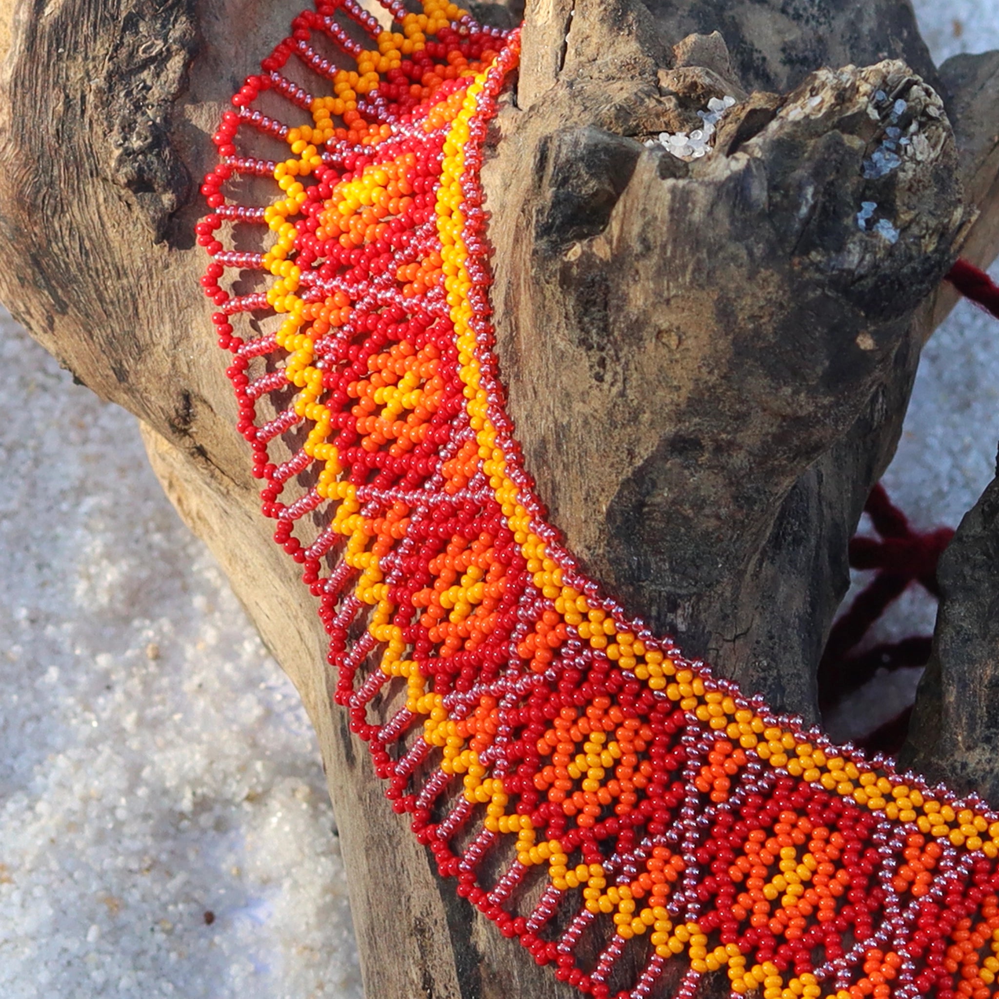 Kutch Bead work Neck piece - Red & Orange