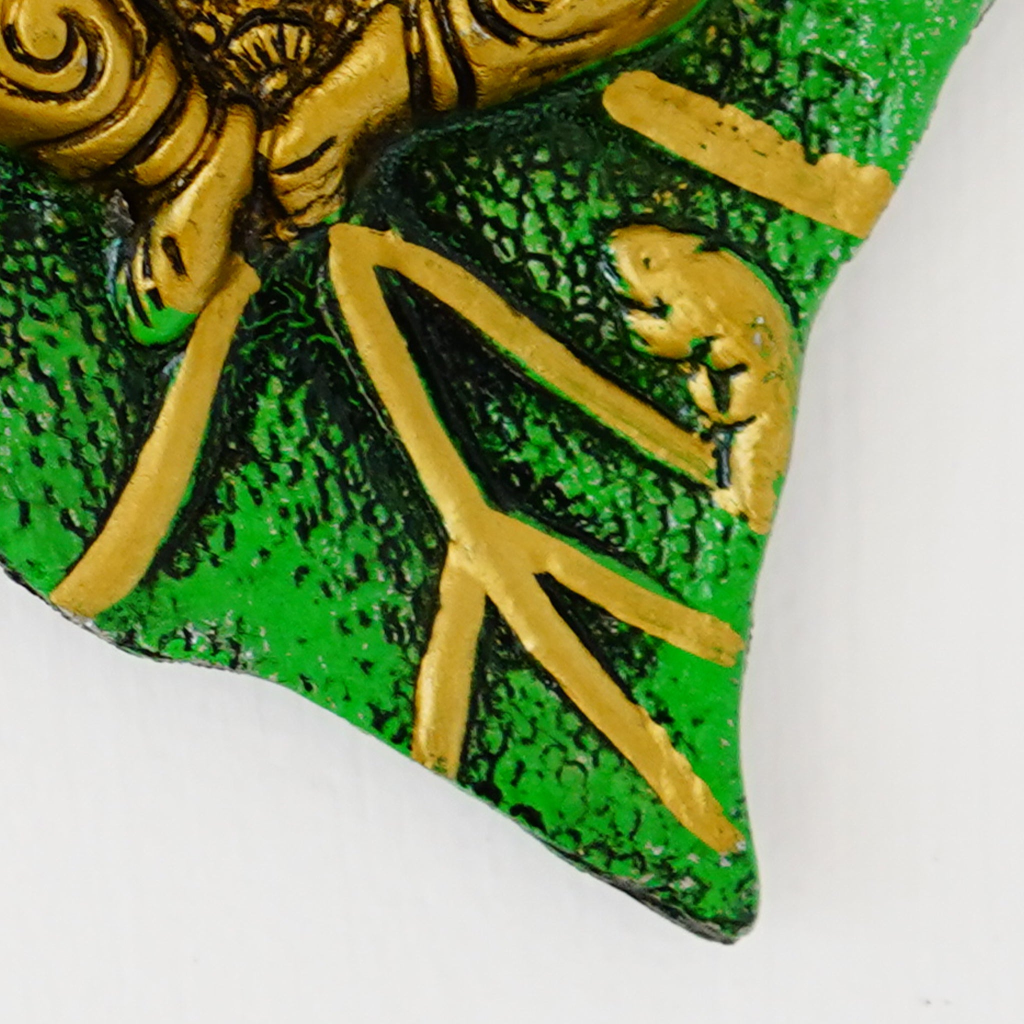Golden Ganesha on Aasana Medium-Size Gillet Metal Decorative Idol [Green]