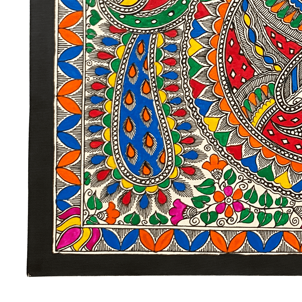 Hand Painted Colorful Madhubani Meenmor - Made to Order