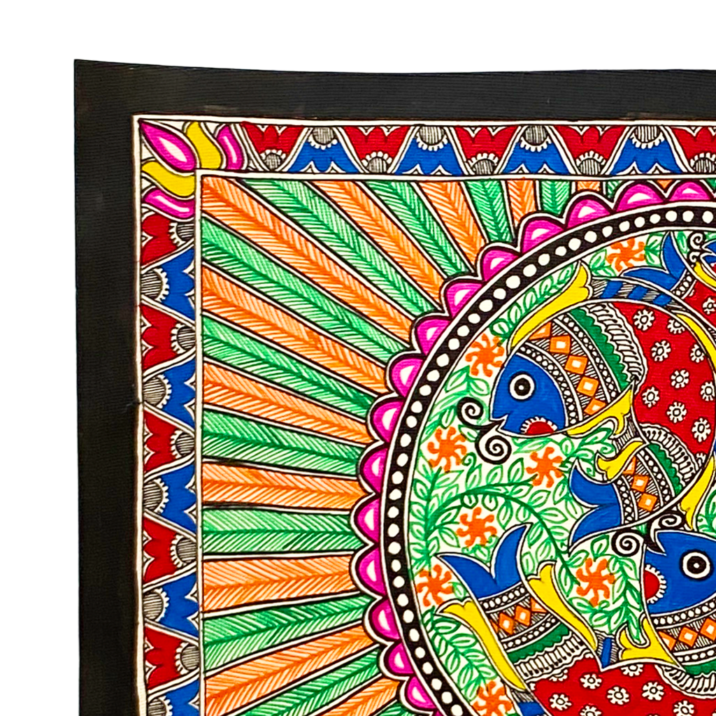 Hand Painted Madhubani Circle of Life Art - Made to Order