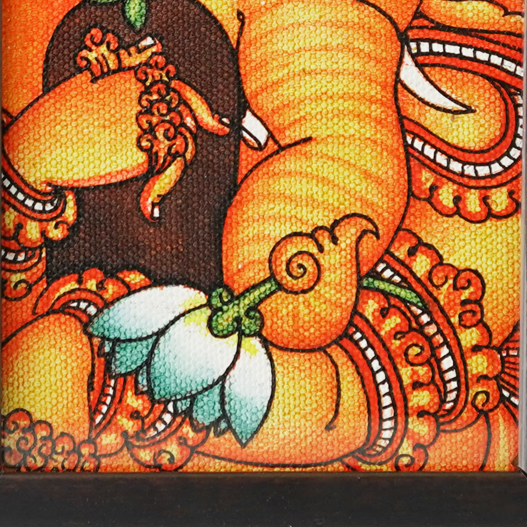 Handcrafted Ganesha with Shivalinga Framed Mural Painting | Divine Wooden Tabletop(Length:9"xBreadth:11") mural painting wall art by Culturati