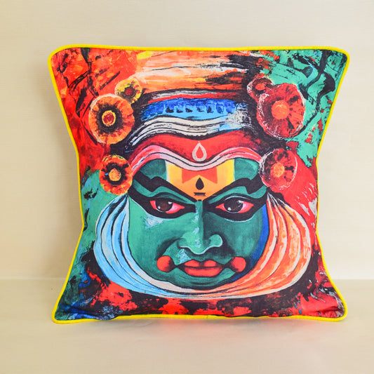 Digital Kathakali Face Printed Cushion Cover