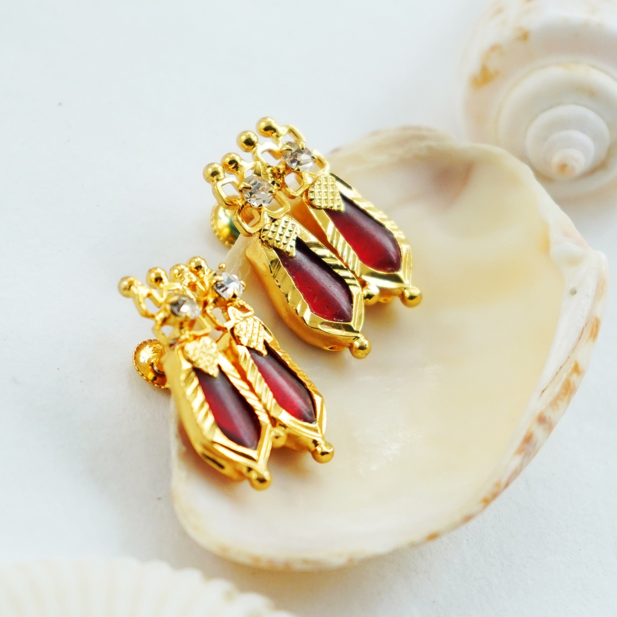 Red Nagapadam Palakka Earrings