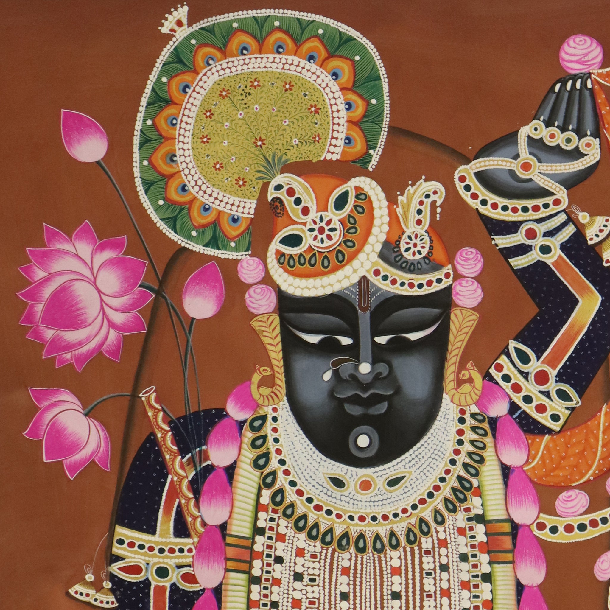 Srinathji Pichwai Painting in Full Form with Ornate Traditional Border(36 X 48 Inches)-Made to Order