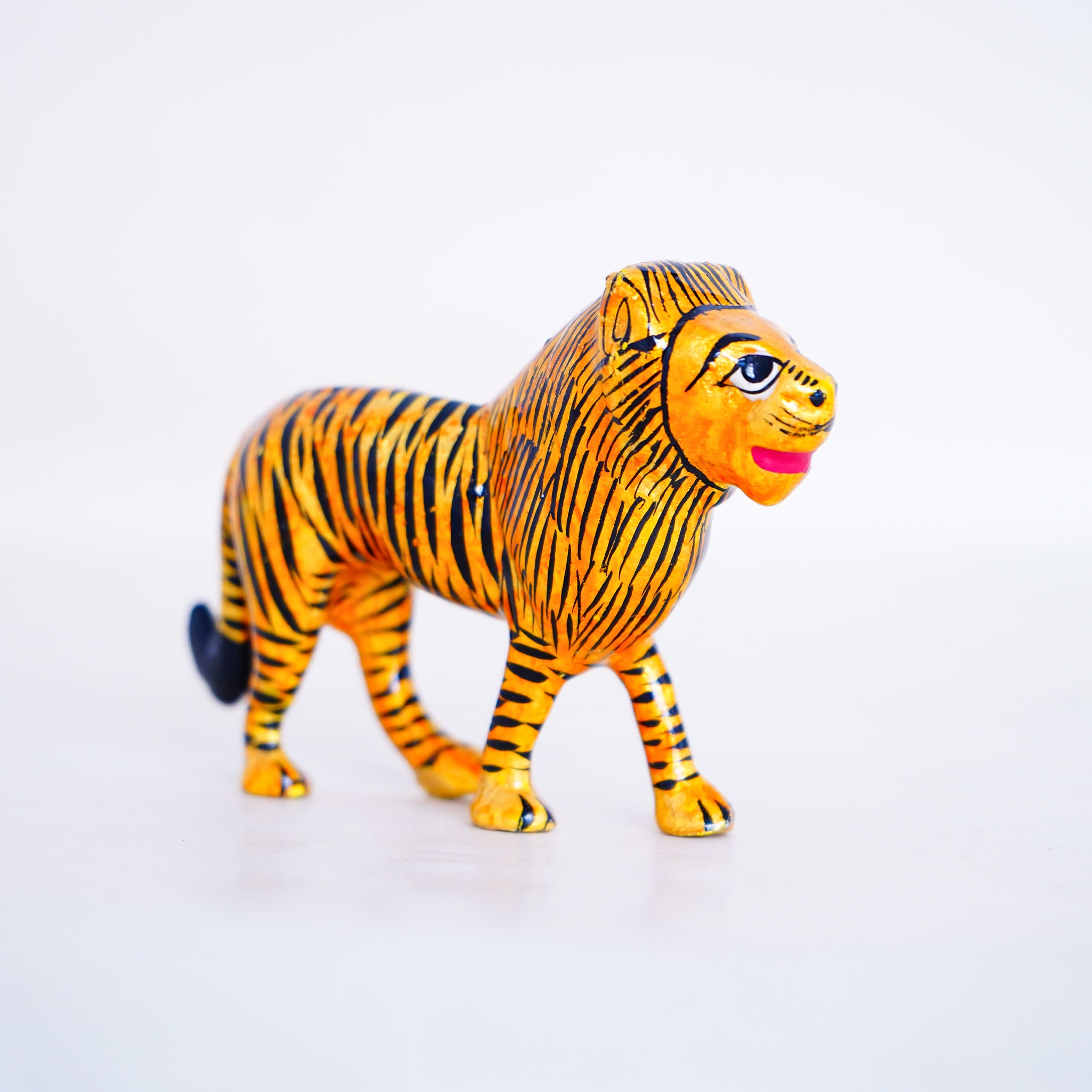 Elegant Handcrafted Meenakari Design Tiger Miniature -4 Inch