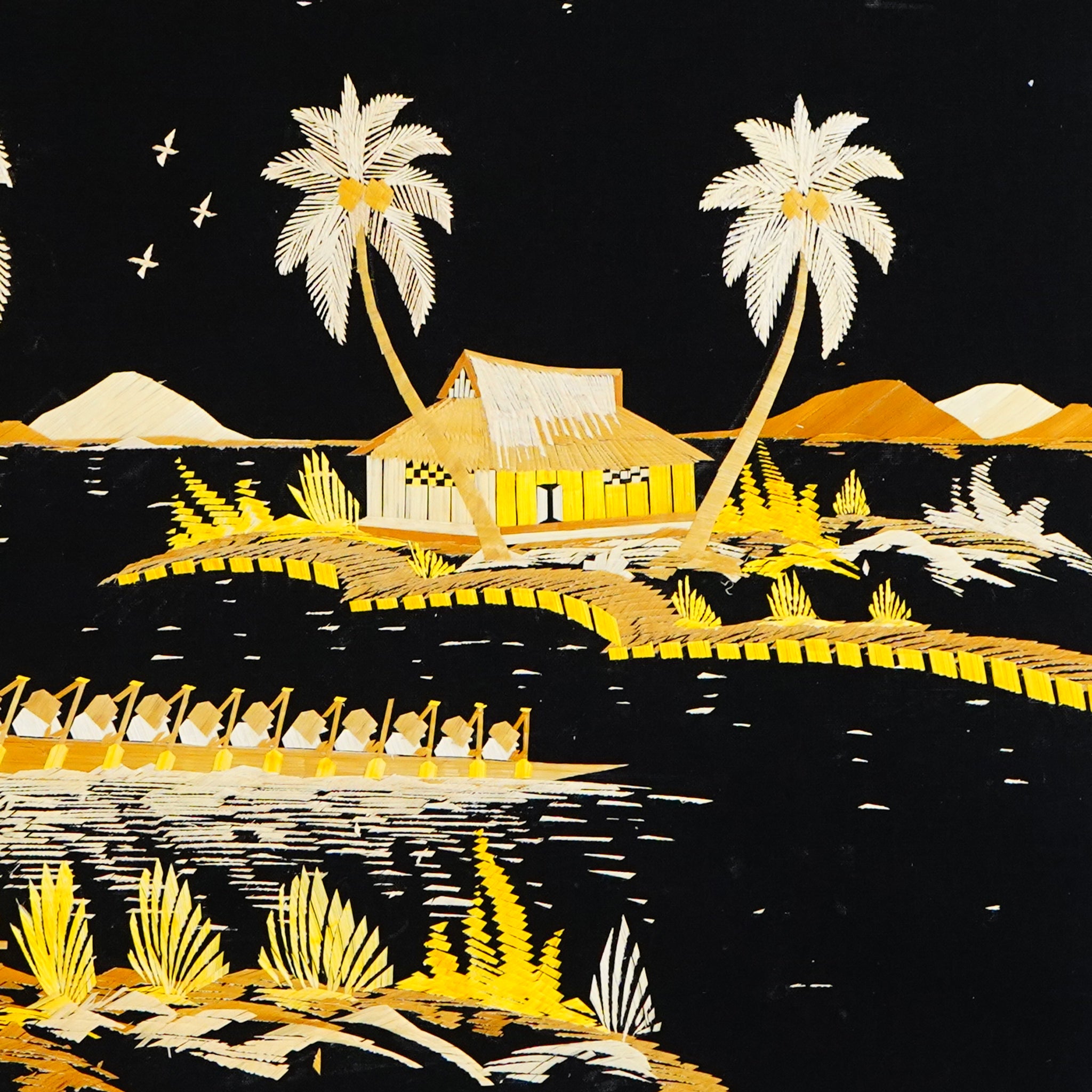 Traditional Kerala Straw Art  Lakeside Elegance with Vallam [Length - 13.5" Width - 19.5"]