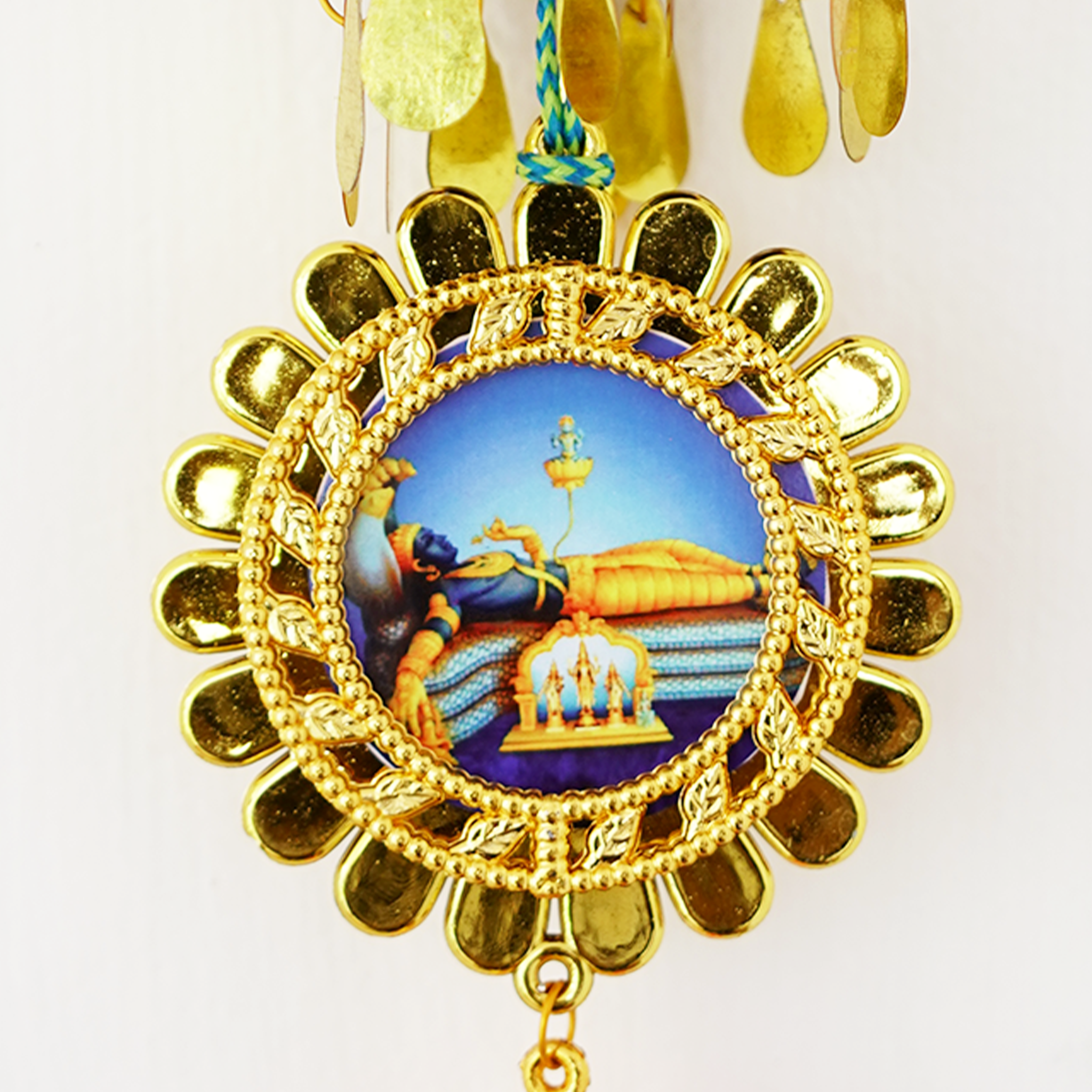 Padmanabhaswamy & Ganesha Dual Sided Car Hanging – Decorative Temple Umbrella Design with Tassels(Pack of 2)