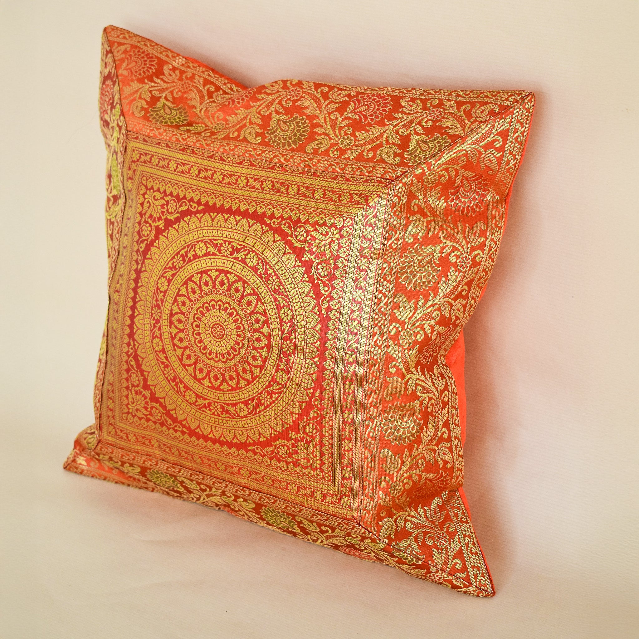 Banarasi Bloom Mandala Patchwork Pillow Covers (Set of 2)
