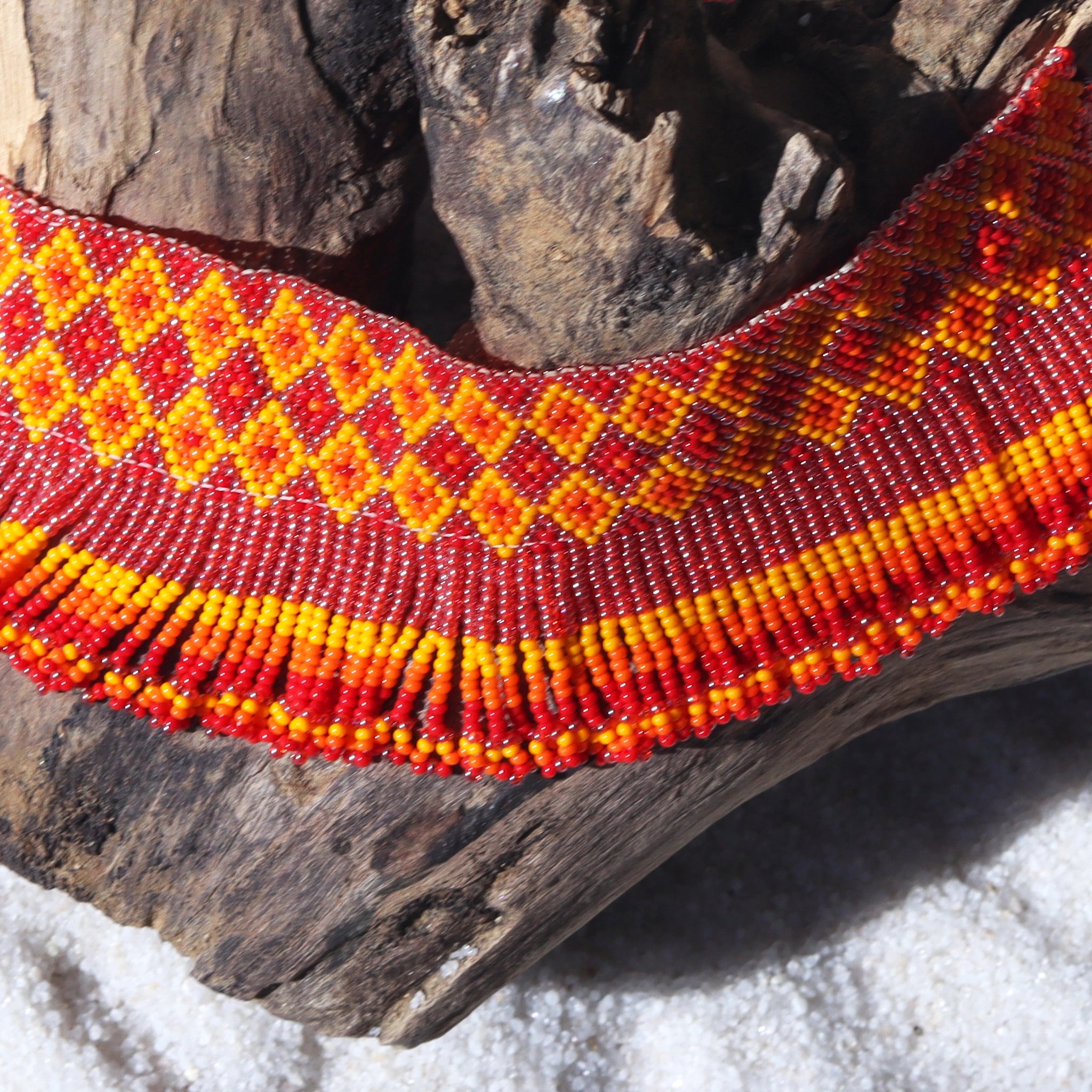 Kutch Bead work Neck piece - Red,Yellow & Orange