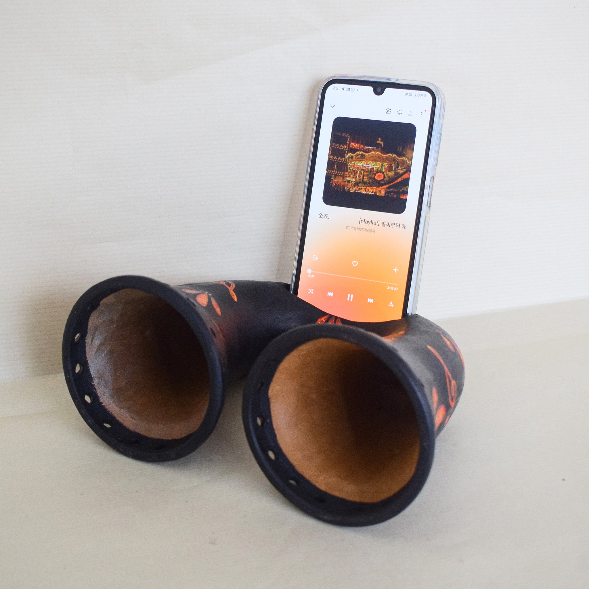 A Handmade, Hand-Painted Terracotta Acoustic Amplifier