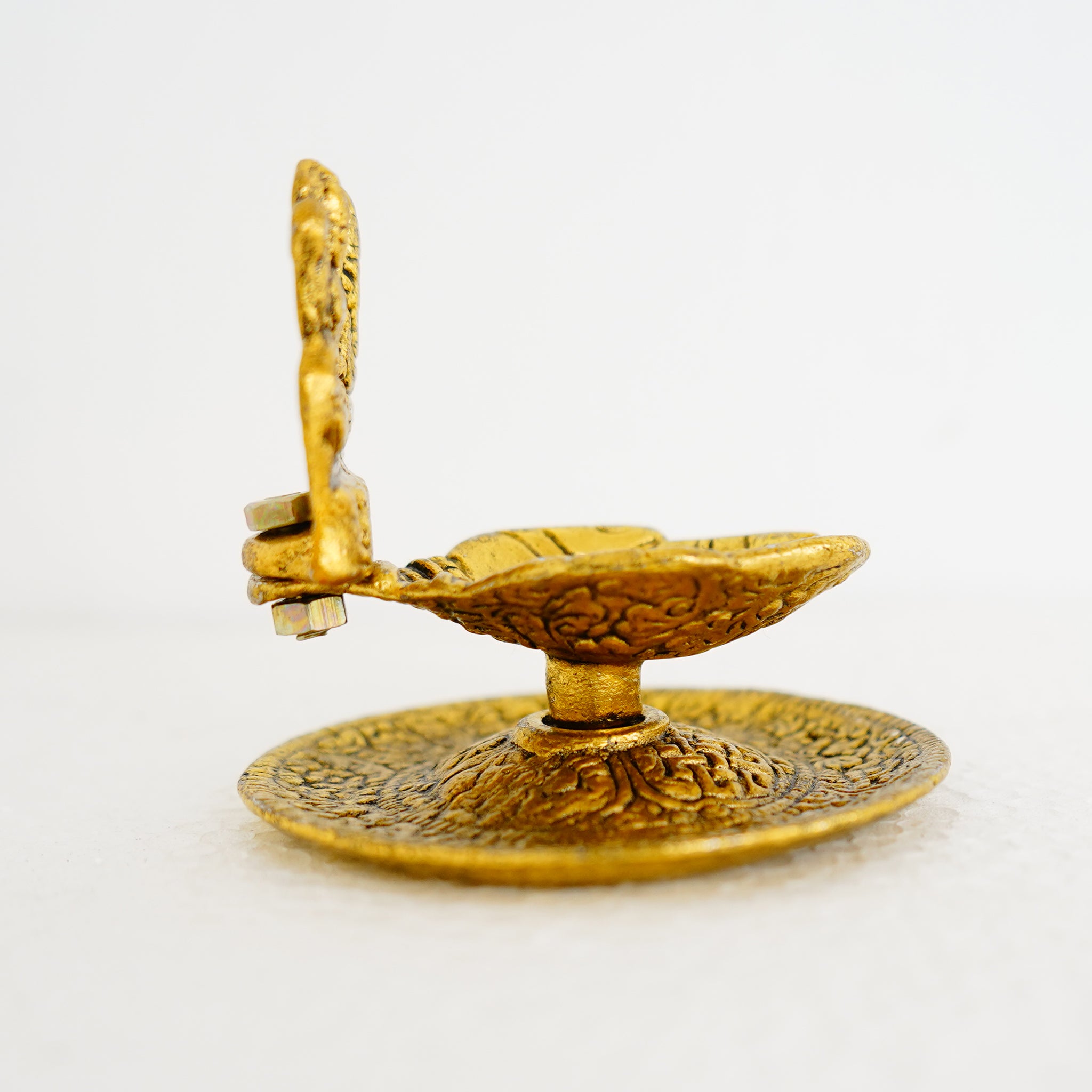 Ganesha Lakshmi Hand Diya Golden Gillet Metal Miniature Lamp