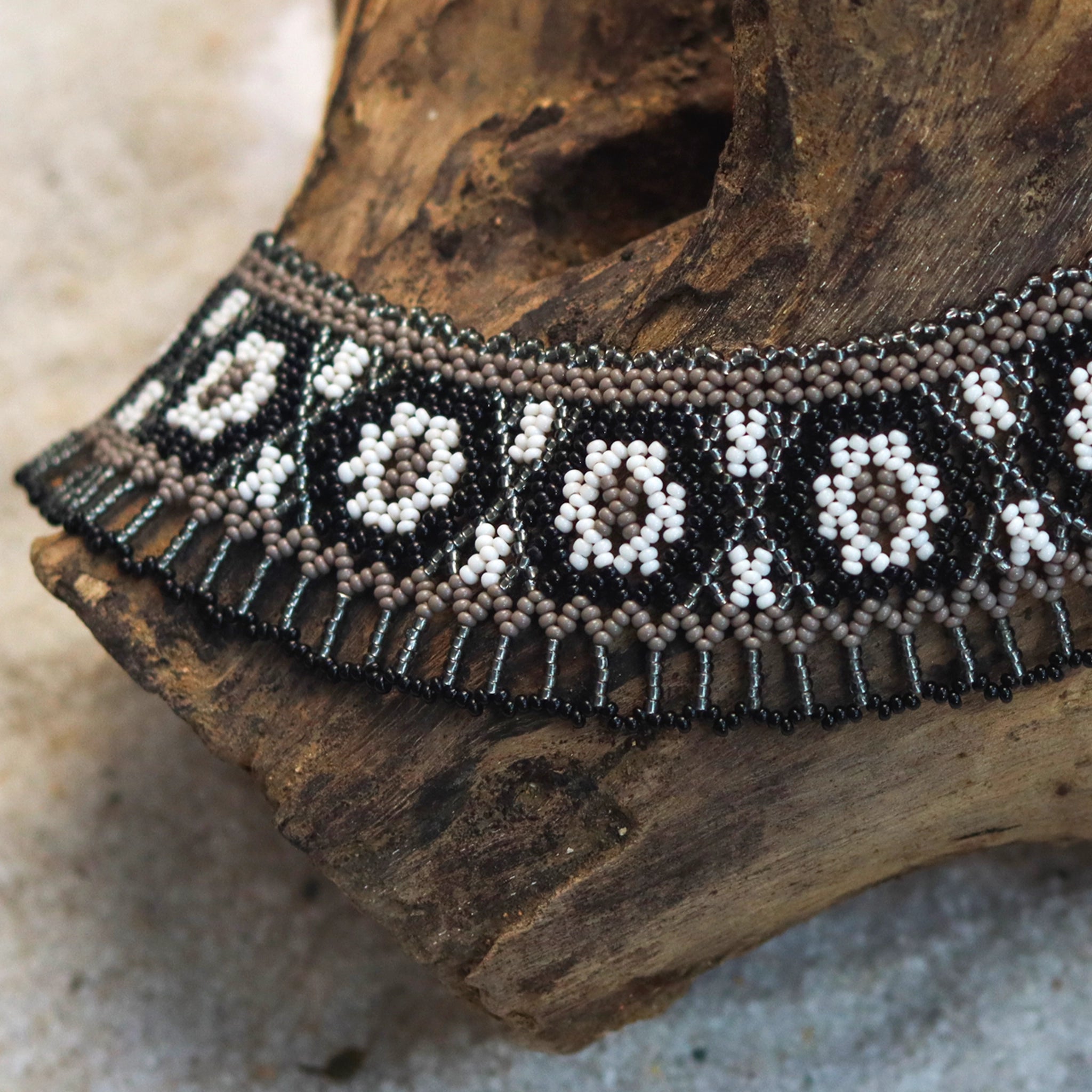 Kutch Bead work Neck Piece -  Black & White