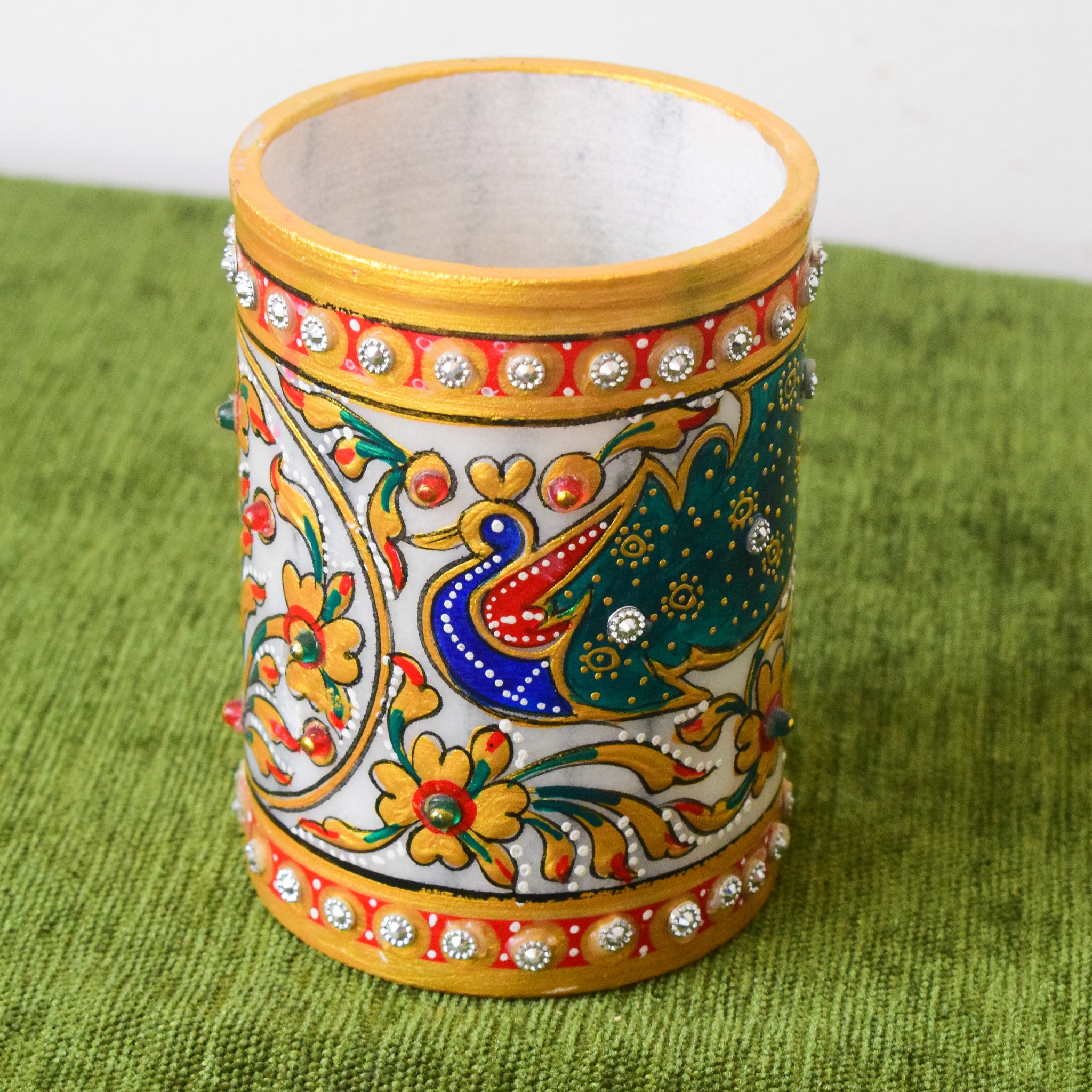 Kishangarh Marble Glass with Intricate Hand-Carved Designs