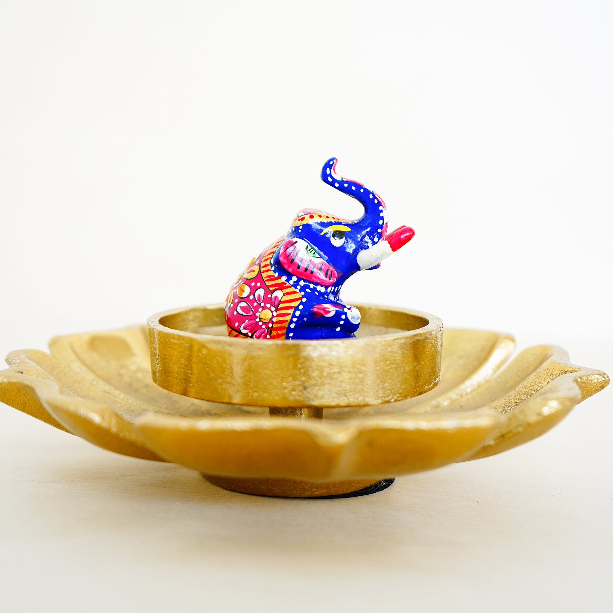 Elegant Handcrafted Meenakari Design Elephant Sitting Statue Blue (2 Inch)