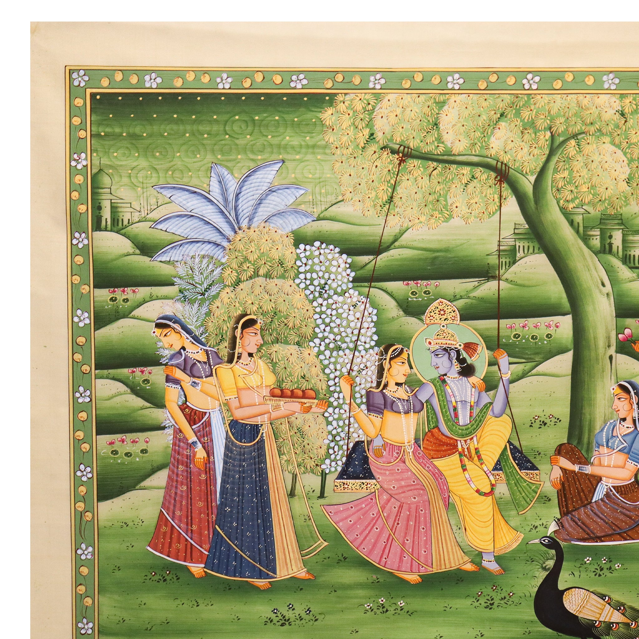 Handpainted Radha Krishna Raas Leela Under Kadamba Tree-Made to Order