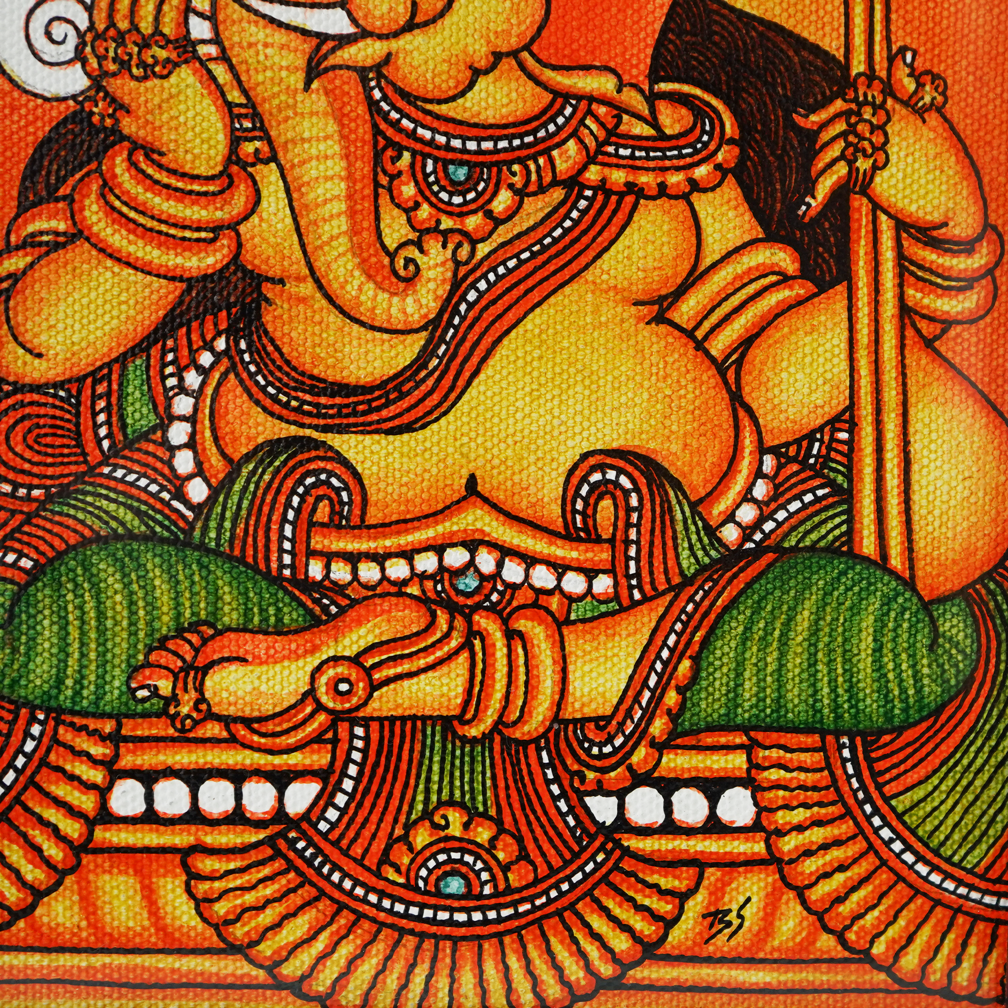 Handcrafted Royal Ganesha Mural Framed Painting | Tabletop & Wall Decor(Length:9"xBreadth:11") mural painting wall art by Culturati