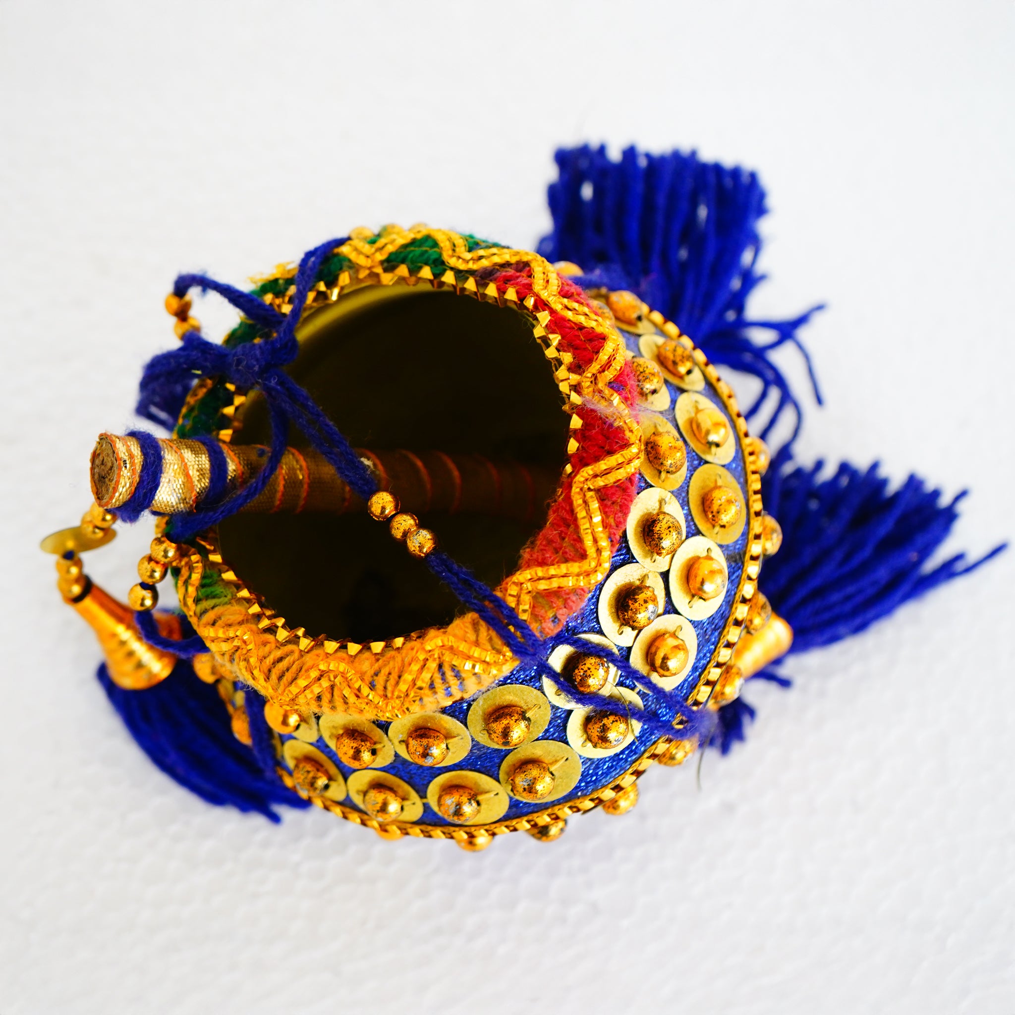 Lord Krishna's Vennaikuddam (Decorative Pot) with Flute Hanging (Medium)