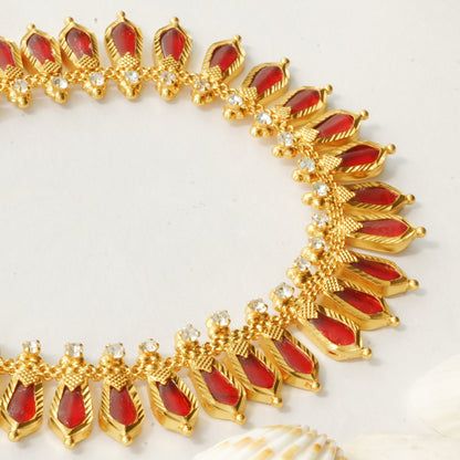 Kerala Palakka Jewellery - Red Nagapadam Necklace